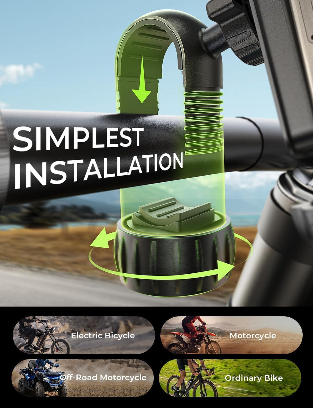 LISEN Bike Phone Holder, [Super Easy Install] Ultra Stable Motorcycle Phone Mount, Bicycle Handlebar Holder Mount for Adults Kids, Bike Bicycle Ebike Gear Accessories, for iPhone Samsung Google Pixel