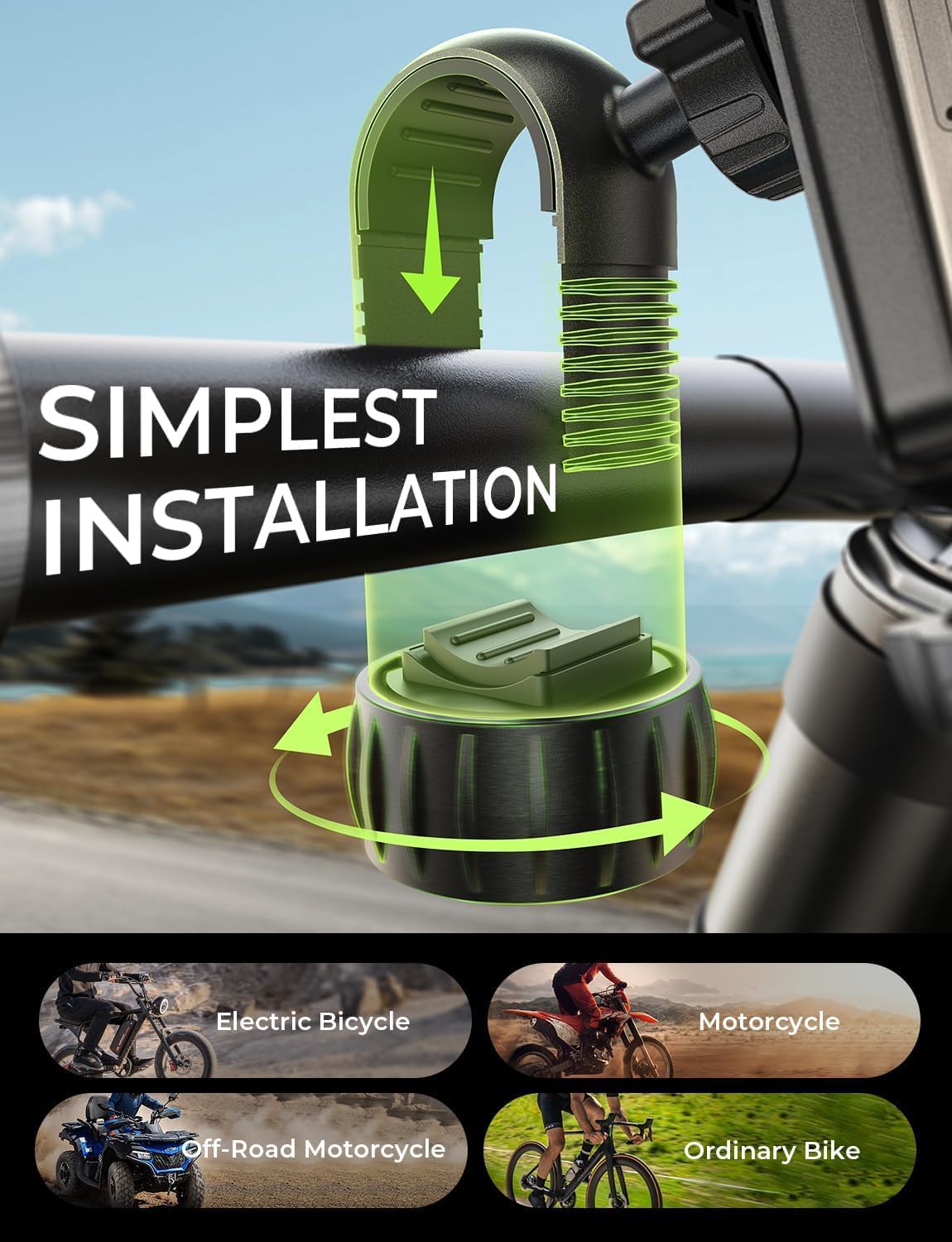 LISEN Bike Phone Holder, [Super Easy Install] Ultra Stable Motorcycle Phone Mount, Bicycle Handlebar Holder Mount for Adults Kids, Bike Bicycle Ebike Gear Accessories, for iPhone Samsung Google Pixel
