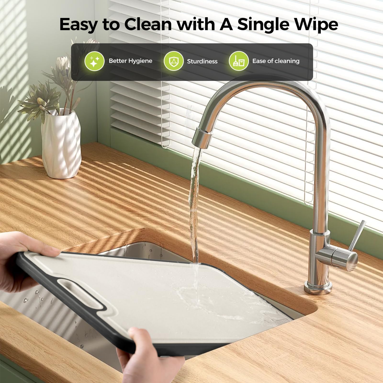 Titanium Cutting Board, Double Sided Food Grade Pure Titanium/PP, Cutting Board for Kitchen, Easy to Clean Large Size [18”*12.5”+15.5”*10.5”+12”*8.5”]