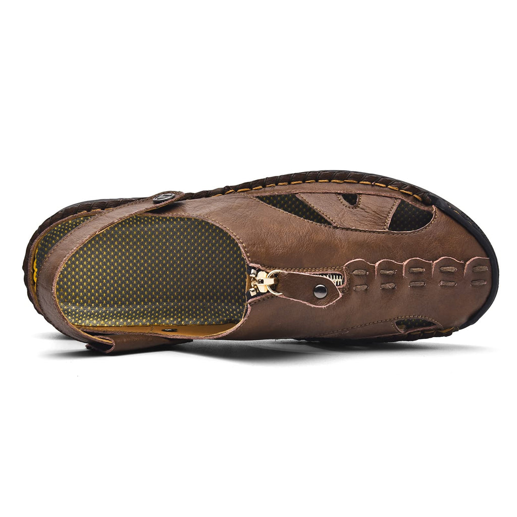 Shaire Men'S Sandals Outdoor Leather Closed Toe Beach Shoes