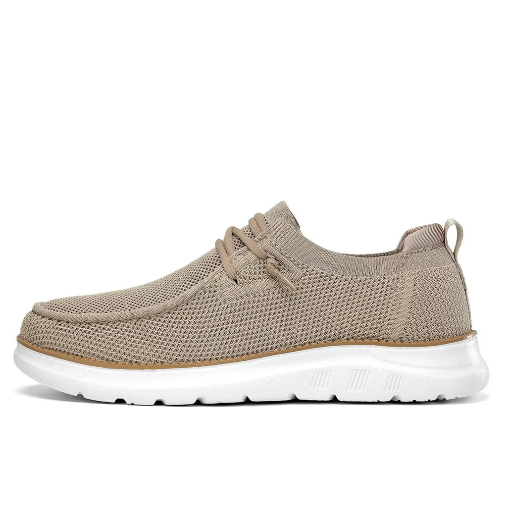 Mens Boat Loafers Slip-on Casual Mesh Walking Shoes Business Oxfords Sneakers Work Lightweight Comfortable Soft Sole Khaki