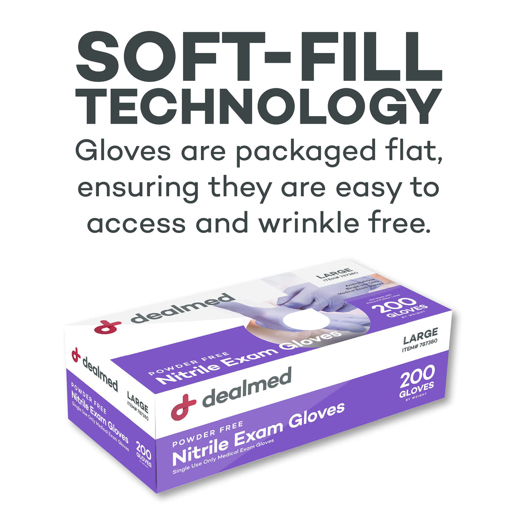 Dealmed Medical Exam Gloves – 200 Count Large Nitrile Gloves, Disposable, Non-Irritating Latex Free, Multi-Purpose Use for a First Aid Kit and Medical Facilities