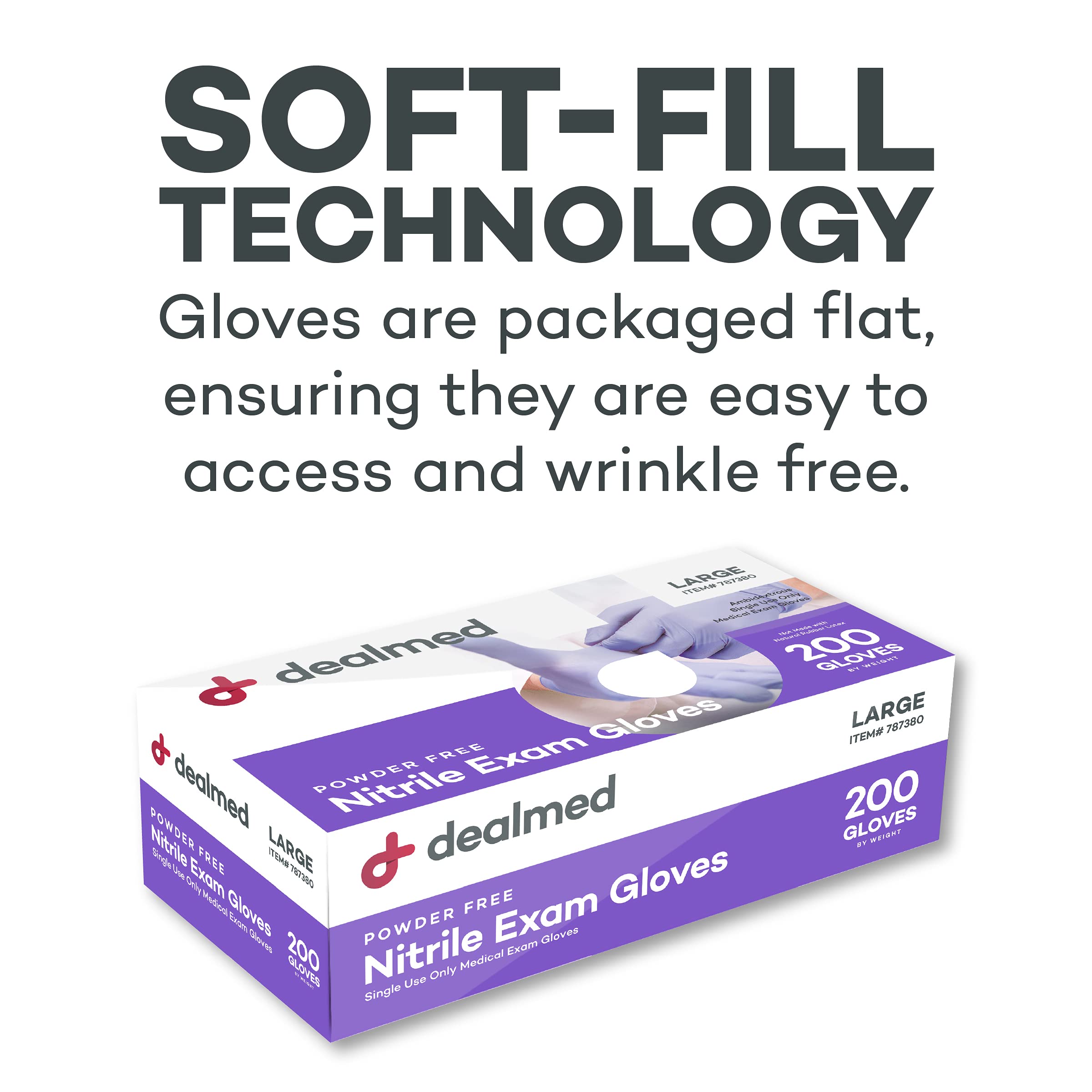 Dealmed Medical Exam Gloves – 200 Count Large Nitrile Gloves, Disposable, Non-Irritating Latex Free, Multi-Purpose Use for a First Aid Kit and Medical Facilities