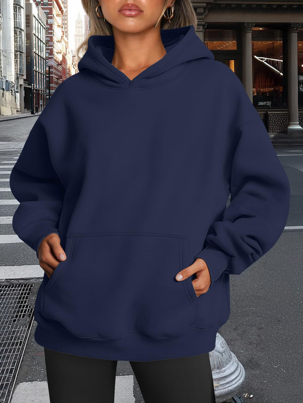 Trendy Queen Womens Oversized Hoodies Fleece Sweatshirts Fall Fashion Pullover Sweaters Winter Clothes Navy M