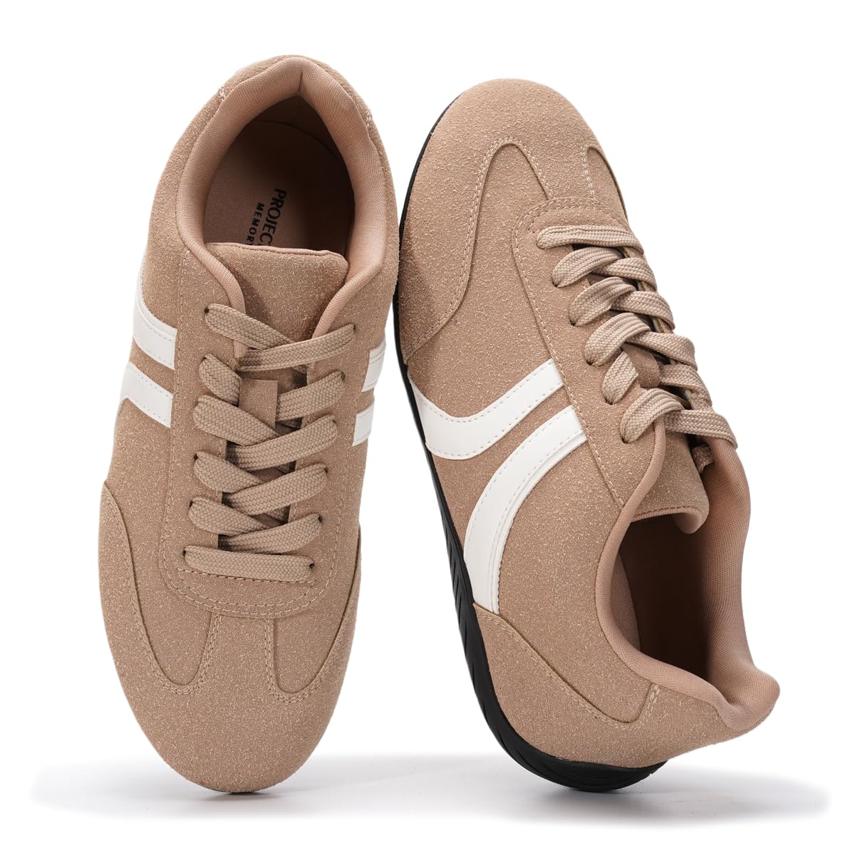 Project Cloud Barefoot Shoes Women – Memory Foam Lace-Up Womens Sneakers – Lightweight & Non Slip Womens Shoes Casual – All-Day Women's Fashion Sneakers for 2026 (Goal, TAN, 5.5)
