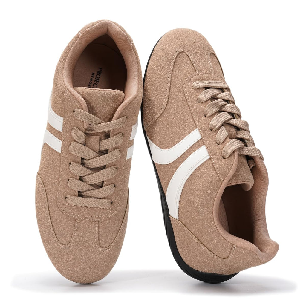 Project Cloud Barefoot Shoes Women – Memory Foam Lace-Up Womens Sneakers – Lightweight & Non Slip Womens Shoes Casual – All-Day Women's Fashion Sneakers for 2026 (Goal, TAN, 7)