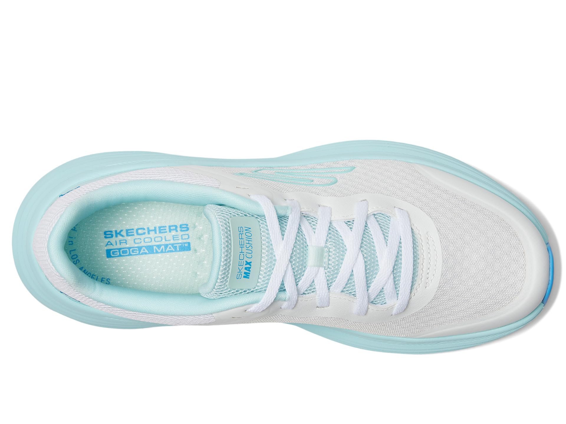 Skechers Women's Max Cushioning Endeavour Canova Sneaker, White/Light Blue, 7.5
