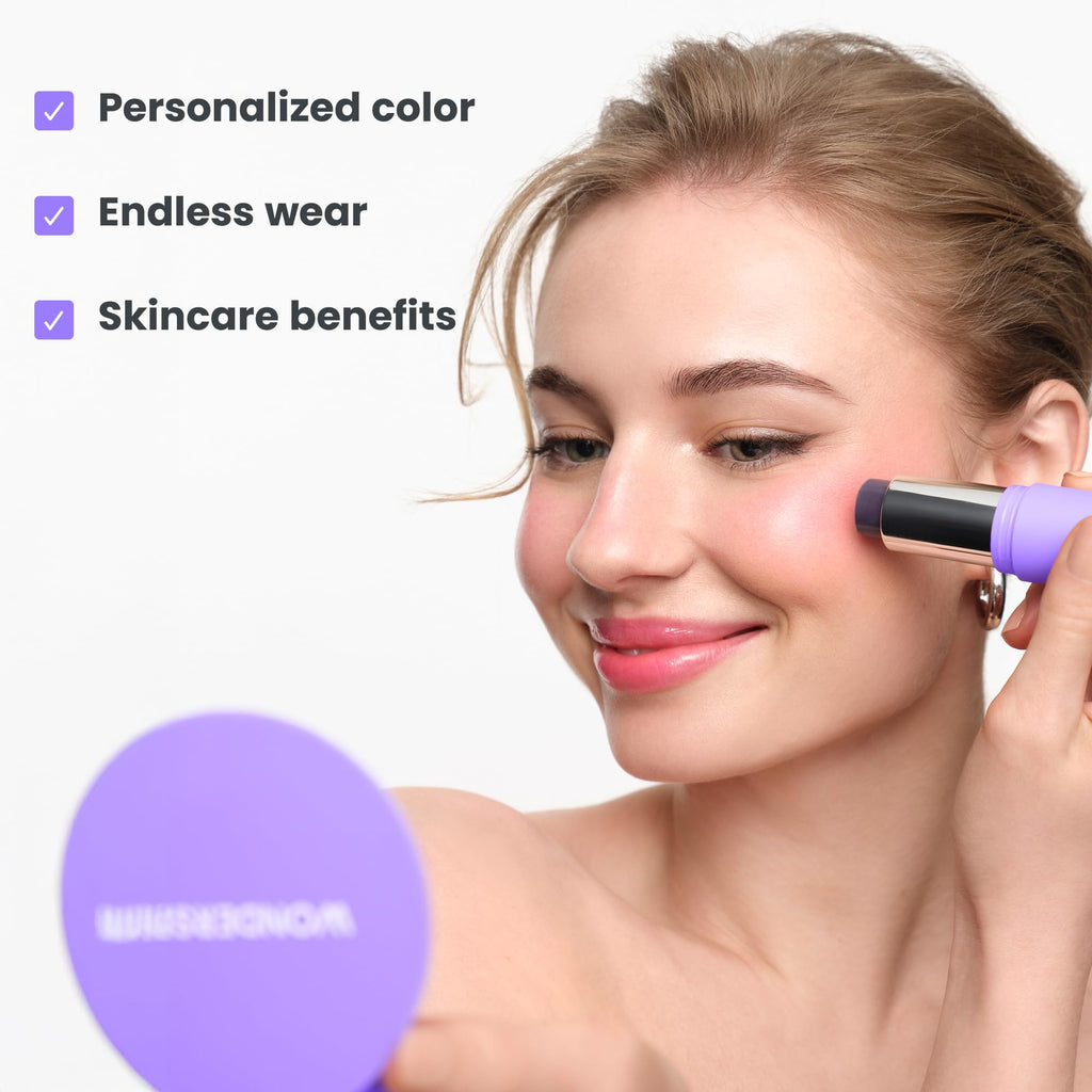 Wonderskin Cream Blush Stick pH-Activated - pHlush Stick Multi-Use, Cream Tint for Cheeks and Lips, Cooling Nourishing Color-Adjusting Makeup