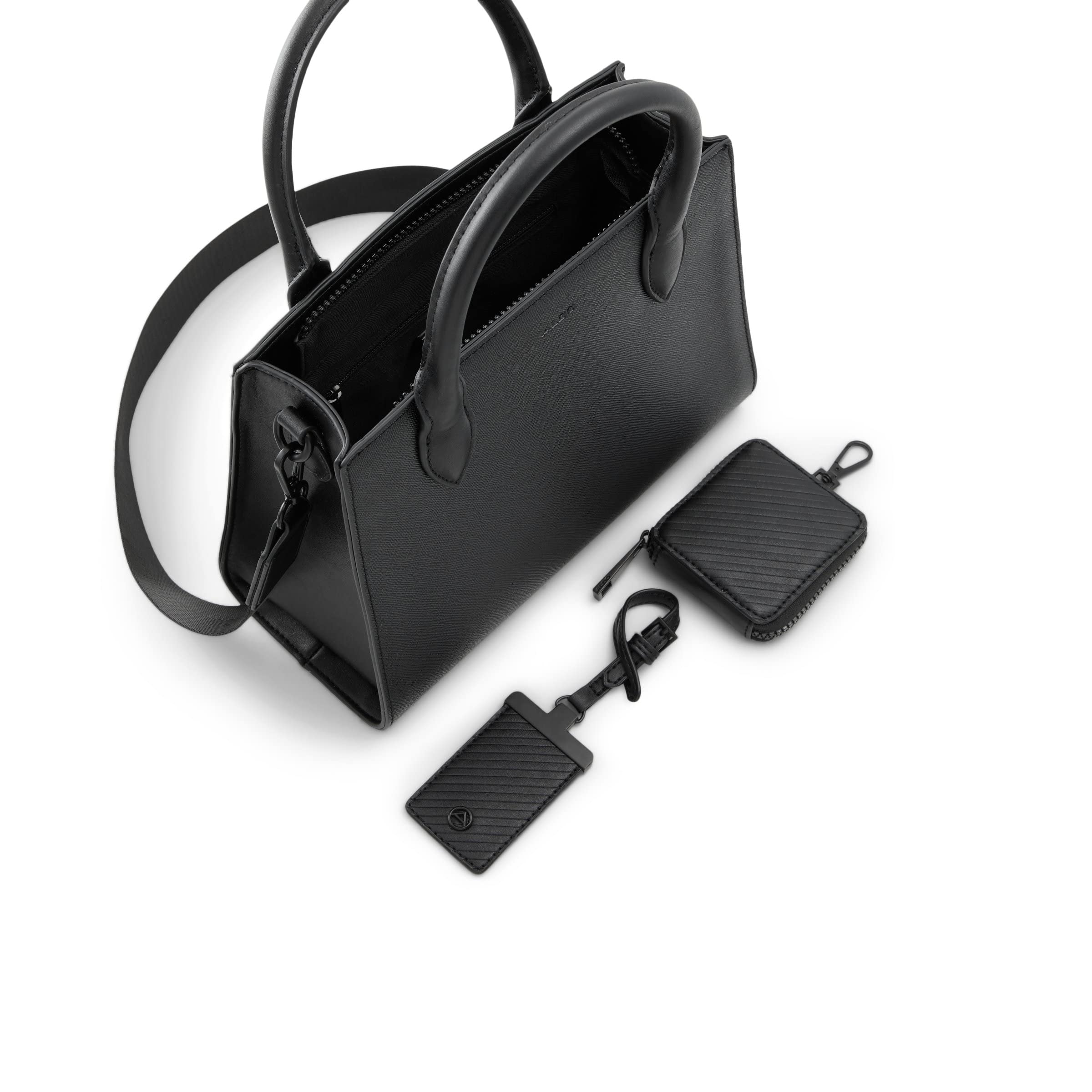 ALDO Women's Cadoanad Satchel Bag, Black/Black