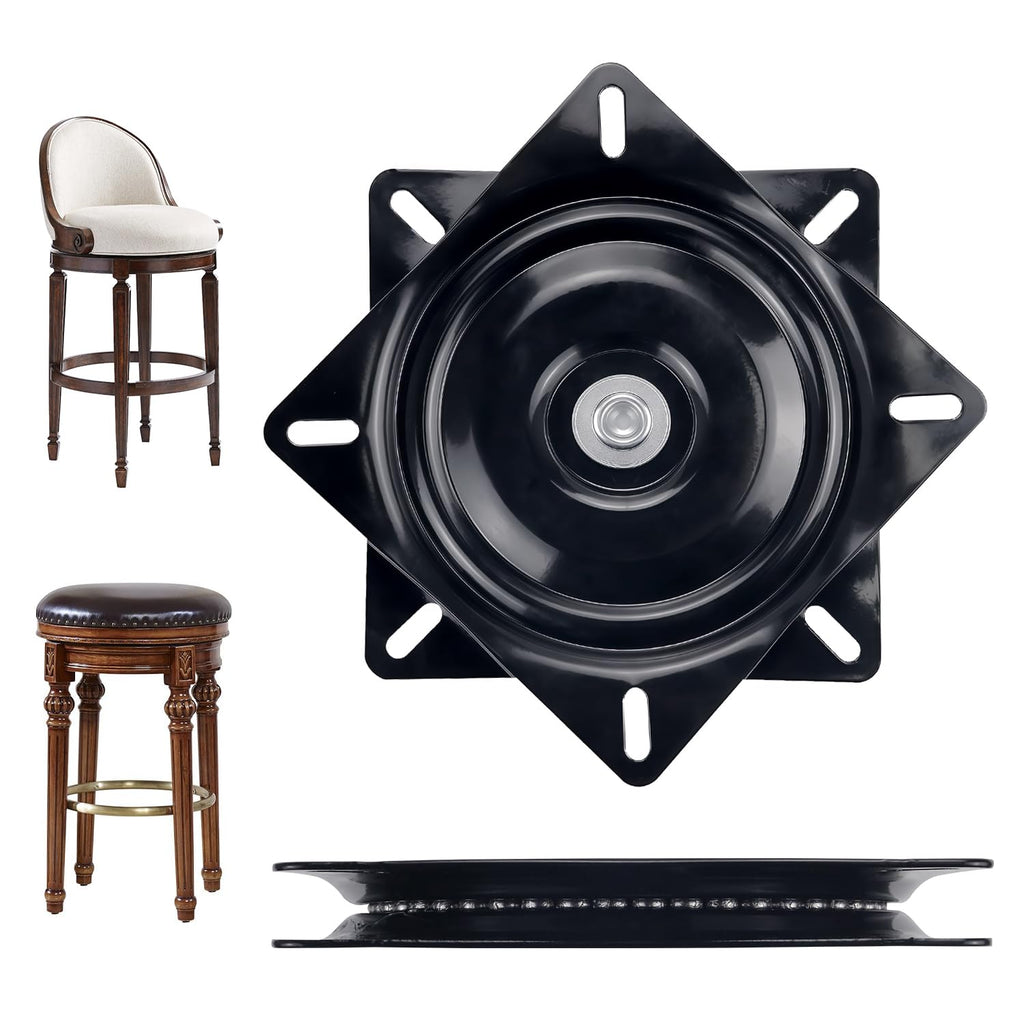 Mejiao 6 Inch Heavy Duty Swivel Plate, 360 Degree Rotating Turntable Base with Ball Bearings for Bar Stool, Chair, Recliner, Boat Seat (Black)