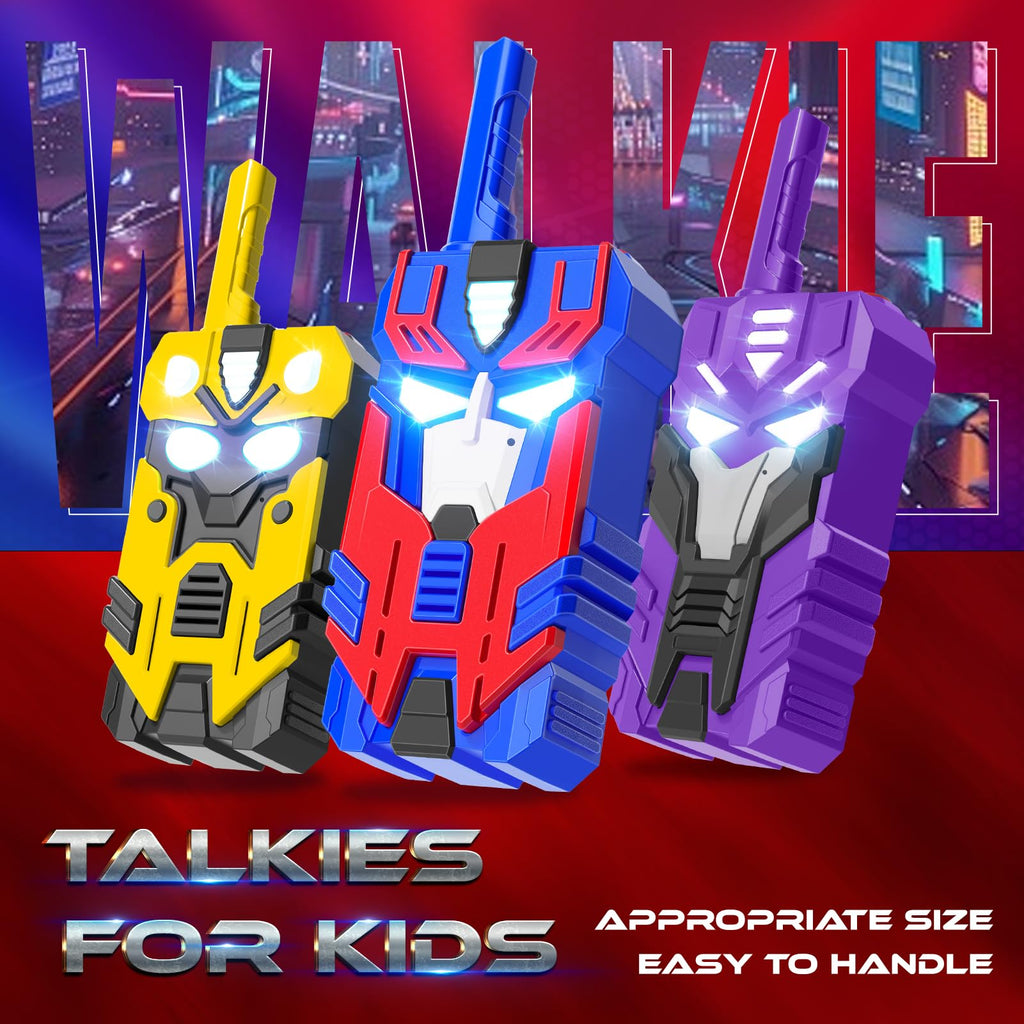 Transform Toys Walkie Talkies for Kids, 3 Pack with Cool Light-Up Eyes & 2500 FT Range, Outdoor Camping Toys, Birthday Gifts for Boys Girls Ages 3-12