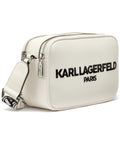 KARL LAGERFELD Women's Maybelle Solid Crossbody with Logo, Winter White/Combo, One Size