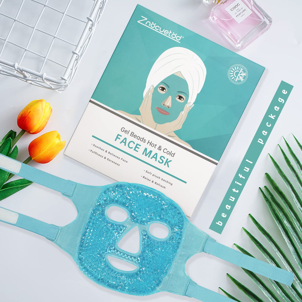 Cold Face Eye Mask Ice Pack Reduce Facial Puff, Dark Circles, Gel Hot Heat Cold Compress Pack, Face SPA Gift for Woman Sleeping, Pressure, Headaches, Skin Care, Post Laser Cosmetic Care[Blue]
