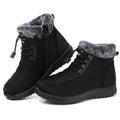 SHIBEVER Winter Boots for Women Snow: Black Fur Lined Warm Ankle Boots - Cold Weather Water Resistant Outdoor Zipper Snow Shoes Size 9