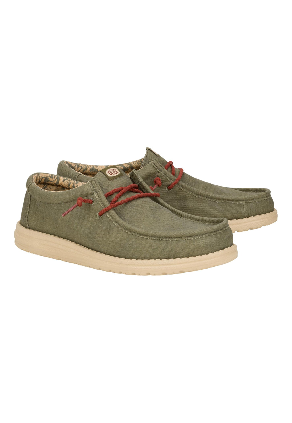 HEYDUDE Men's Wally Waxed Canvas Sneaker Olive