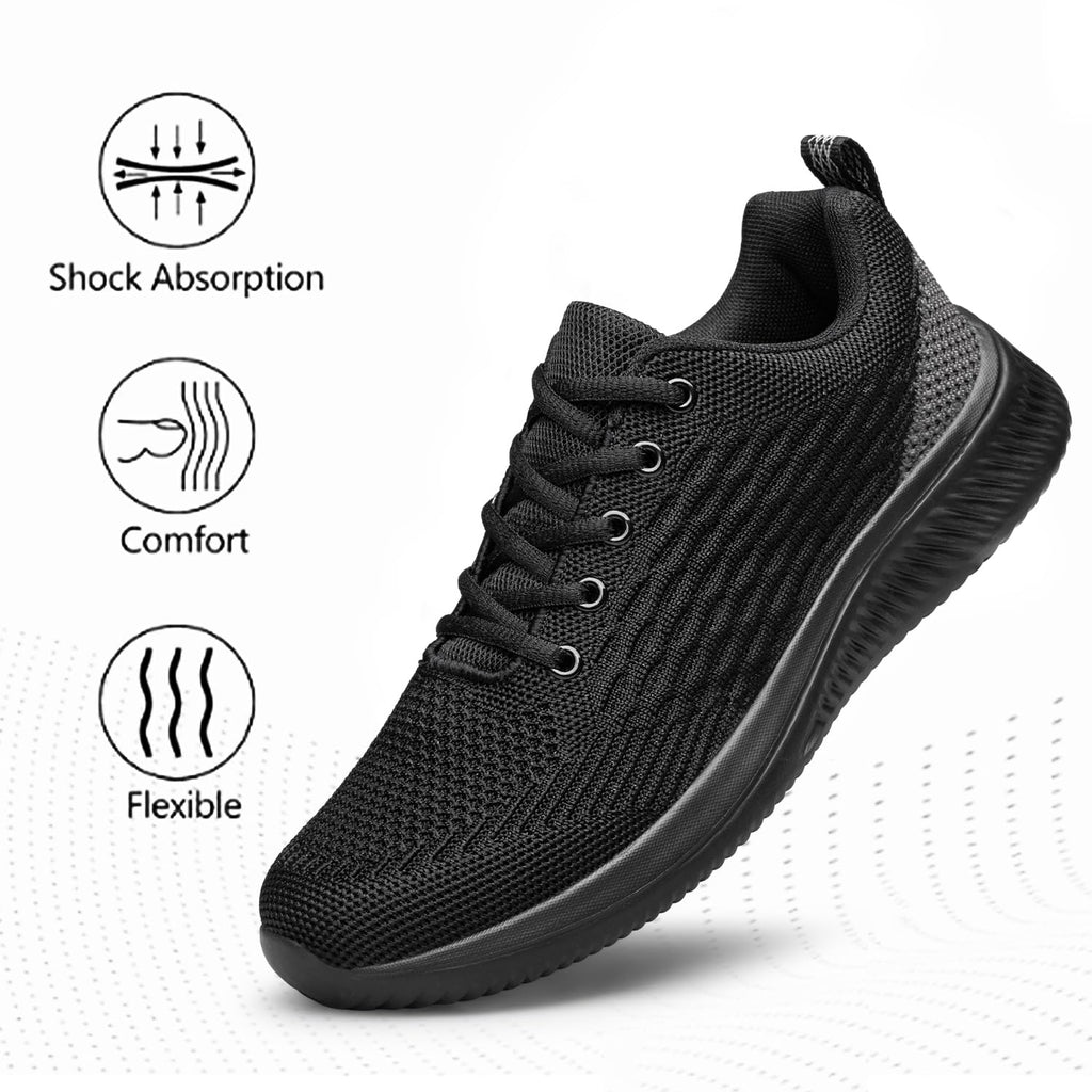 AMANSSE Men's Walking Shoes Non Slip Running Sneakers Lightweight Breathable Tennis Shoes Workout Athletic Sneakers Black Size 10.5