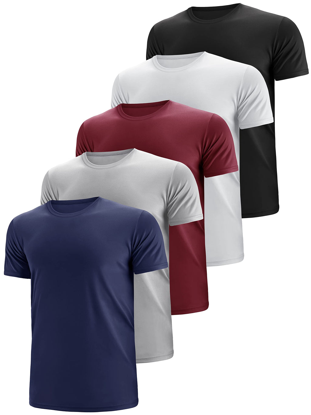Dry Fit Tshirts Shirts for Men 5 Pack Moisture Wicking Quick Dry Mesh Performance Tees Gym Tech T Polyester Sublimation Active Athletic Crew Short Sleeve Workout Running Tops (Multipack 1, 4XL)