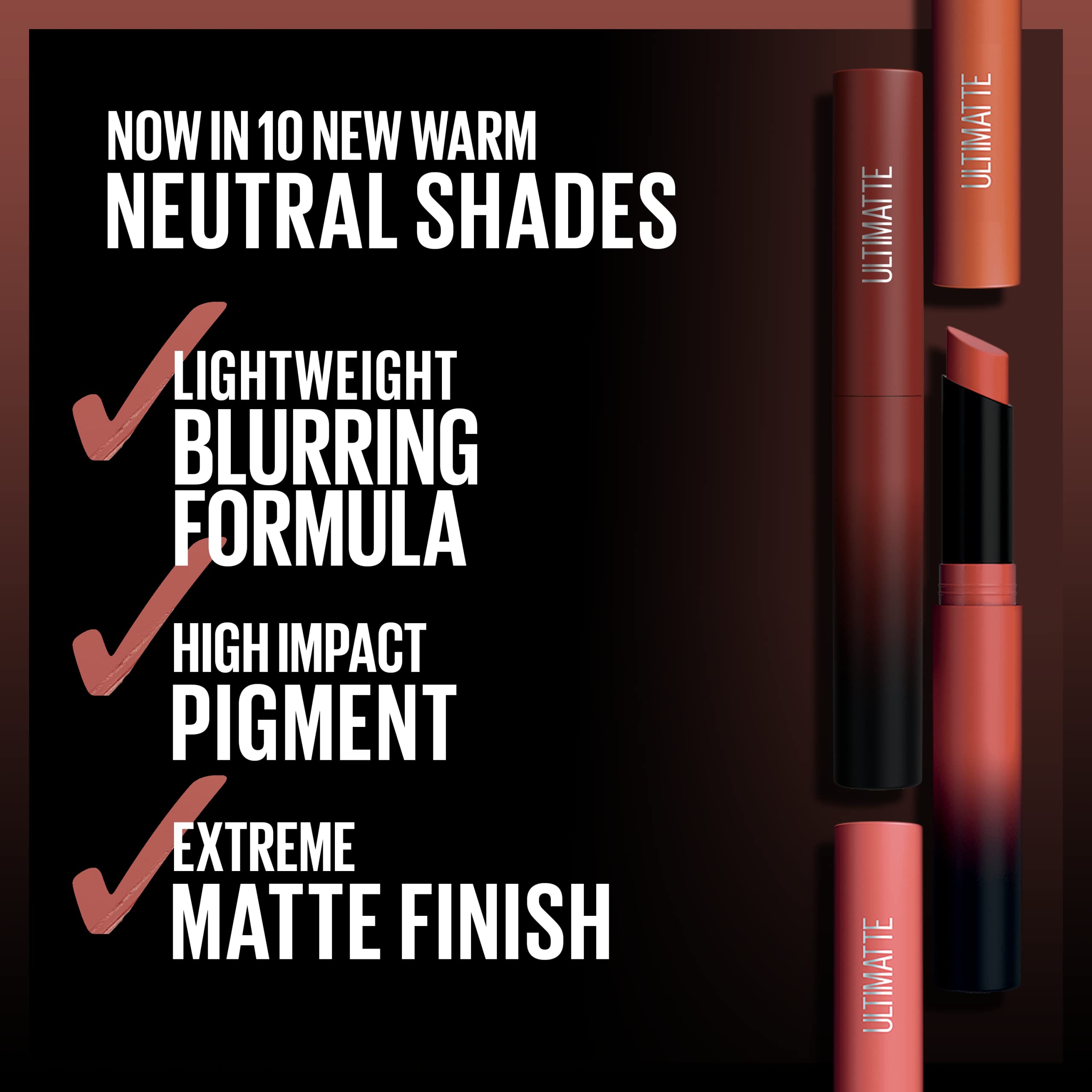 Maybelline Color Sensational Ultimatte Matte Lipstick, Non-Drying, Intense Color Pigment, More Cedar, Deep Rust Brown, 1 Count