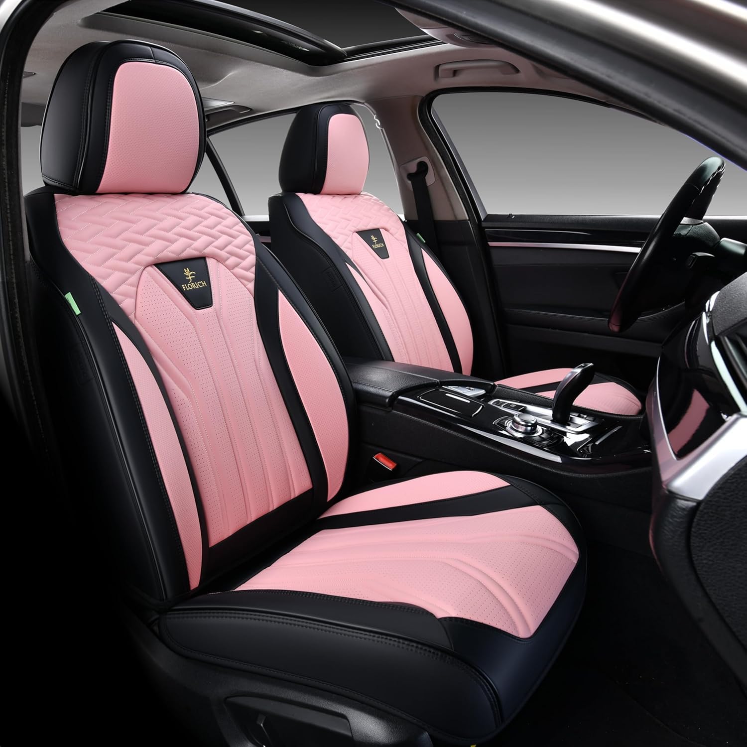 FLORICH Leather Seat Covers Pink Car Seat Covers Full Set Car Seat Protectors 5 Seats Driver Seat Covers Fit for Most Cars Trucks SUV
