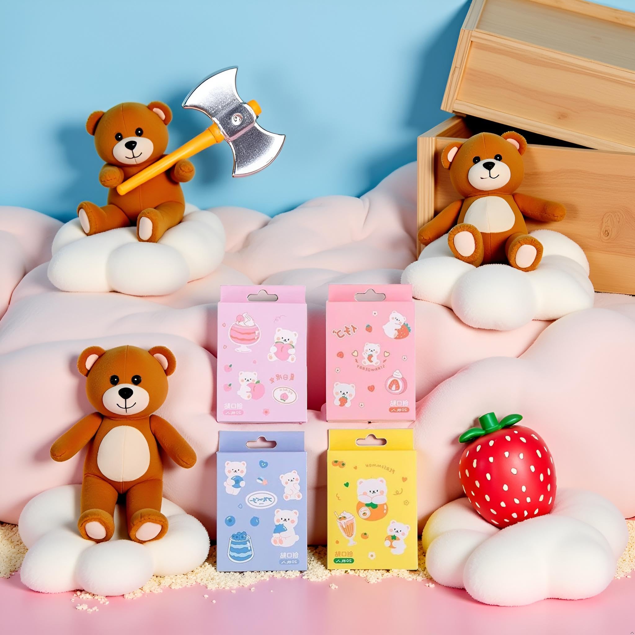 20 Pcs/Box Adhesive Bandages, Random Color Waterproof Band Aid, Cute Kids Bandages, Elastic Sticker,Cartoon Aid Patches Random Styles Adhesive Health and Household Bandaging Supplies