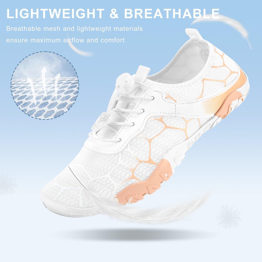 Stelle Water Shoes for Women Men Adult Lightweight Quick-Dry Barefoot Aqua Shoes for Beach Swim Kayaking River Lake Surfing（White,7MW）