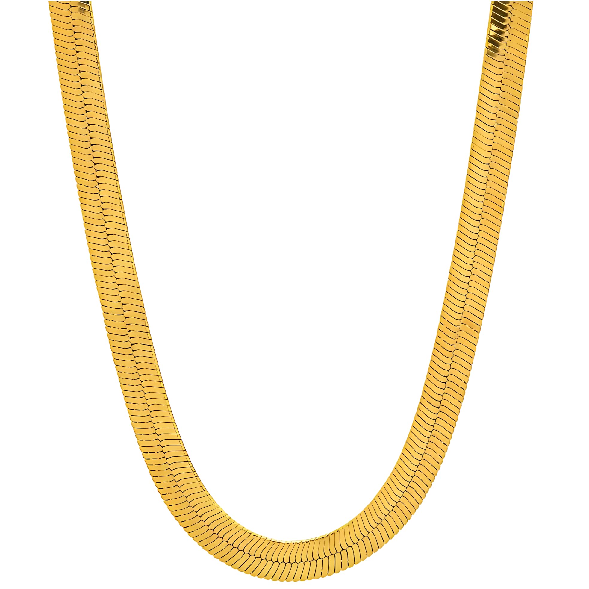 LIFETIME JEWELRY 5mm Flexible Herringbone Chain Necklace 24k Real Gold Plated (18 inches, Gold)