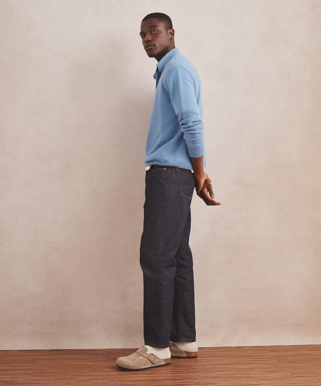 NAADAM, Lightweight Cashmere Relaxed Polo, Sky Blue, M