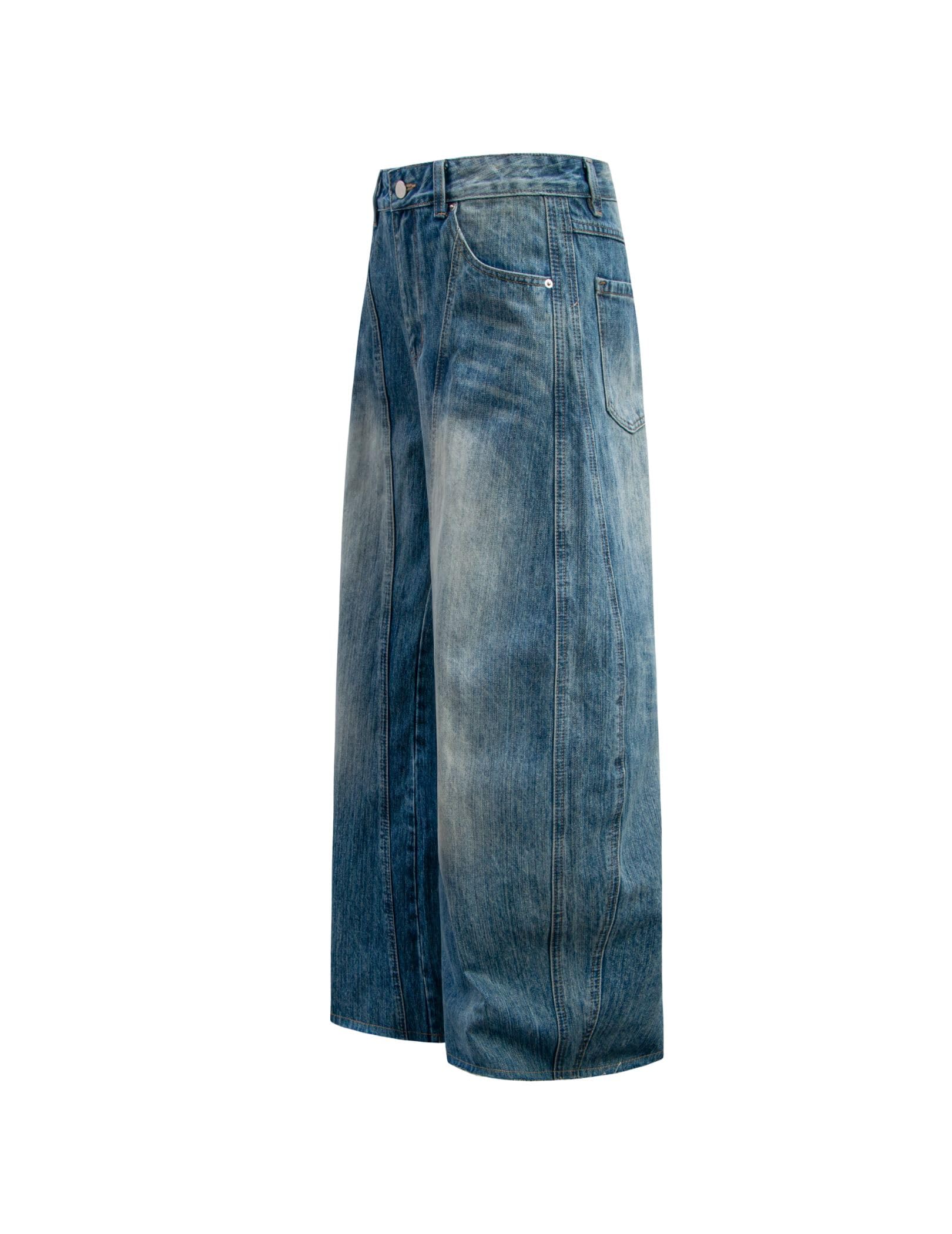 Aelfric Eden Baggy Barrel Jeans Wide Leg Denim Retro Washed Straight Leg Jeans Unisex Casual Y2k Streetwear Pants Trouser Blue 26