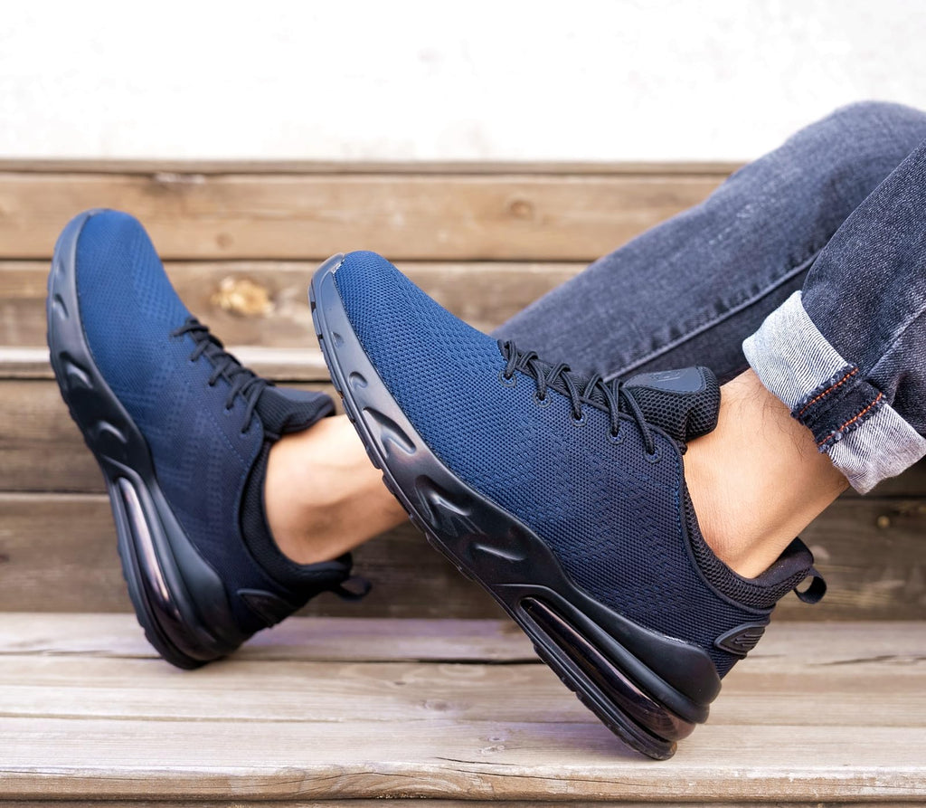 LARNMERN Men Non Slip Work Sneakers Water Resistant Food Service Zapatos Trabajo Antideslizantes Walking Shoes Waterproof Shoes Slip-on, Beacon Blue 8