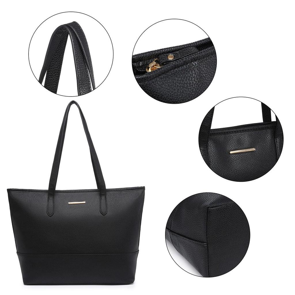 VANSARTO Fashion Handbags Wallet and Purses for Women Large Work Tote Bag Top Handle Satchel Shoulder Bag 3pcs Hobo Purse Set, Black
