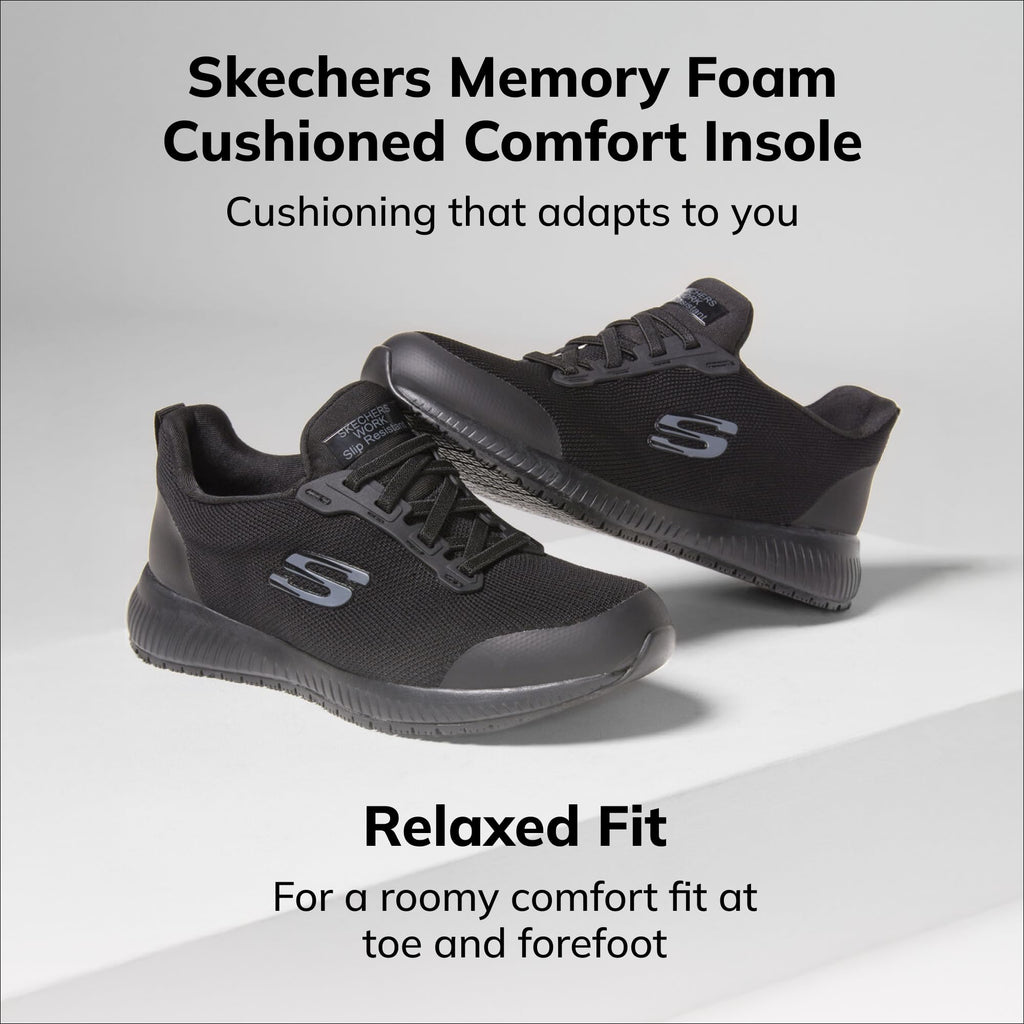 Skechers Women's Work Squad Sr Food Service Shoe, Black, 7.5