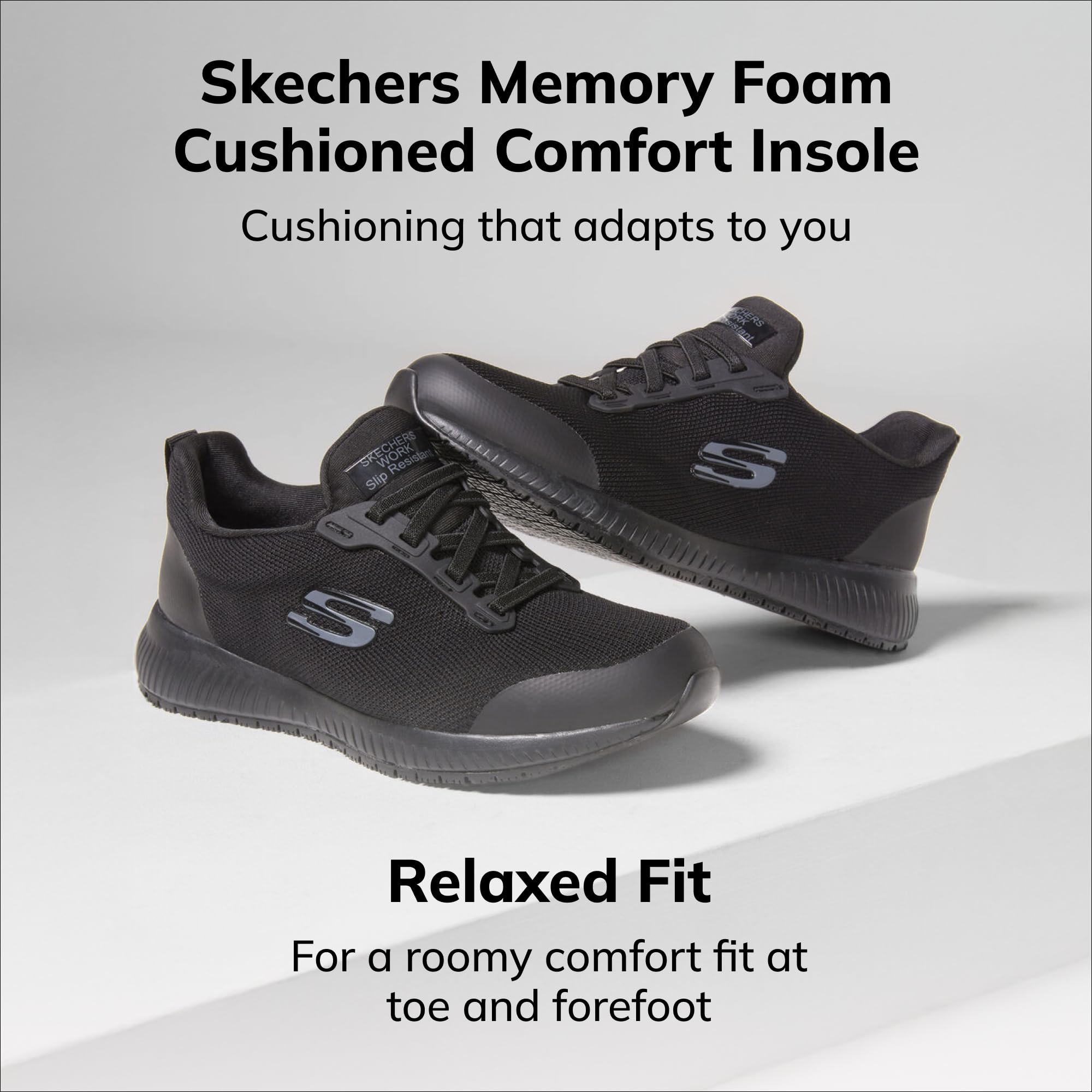 Skechers Women's Work Squad Sr Food Service Shoe, Black, 7.5
