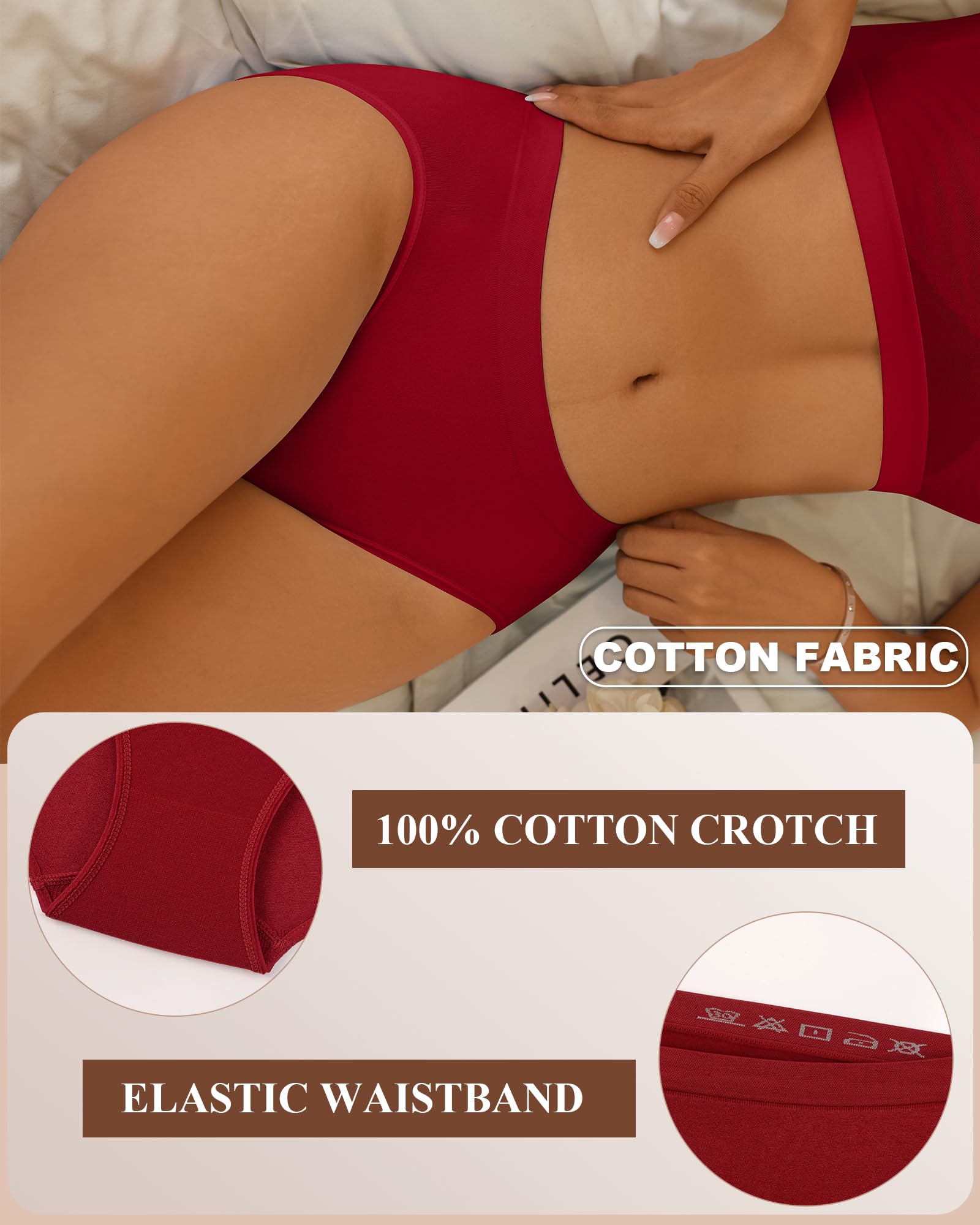 CULAYII Cotton underwear for women Seamless Breathable Briefs Soft Stretch Low Waisted Womens Sports panties Moisture Wicking Underwear Packs Woman Size M-L