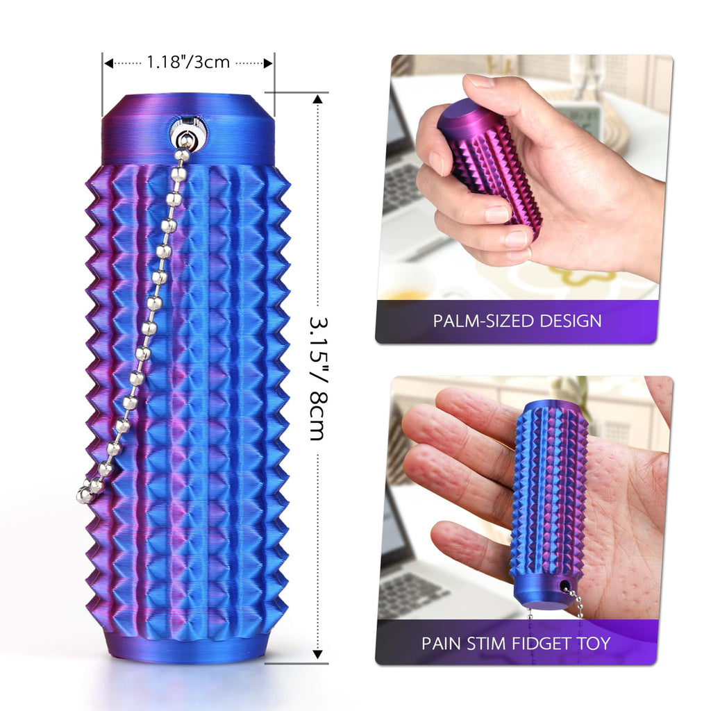 Little Ouchies Pain Fidget 4PCS – Pain Stim Tool Spiky Sensory Fidget Toys for Adults Anxiety Relief, 3D Printed Grippie Keychain for Focus & Skin Picking, Stress Relief Gift for Teens
