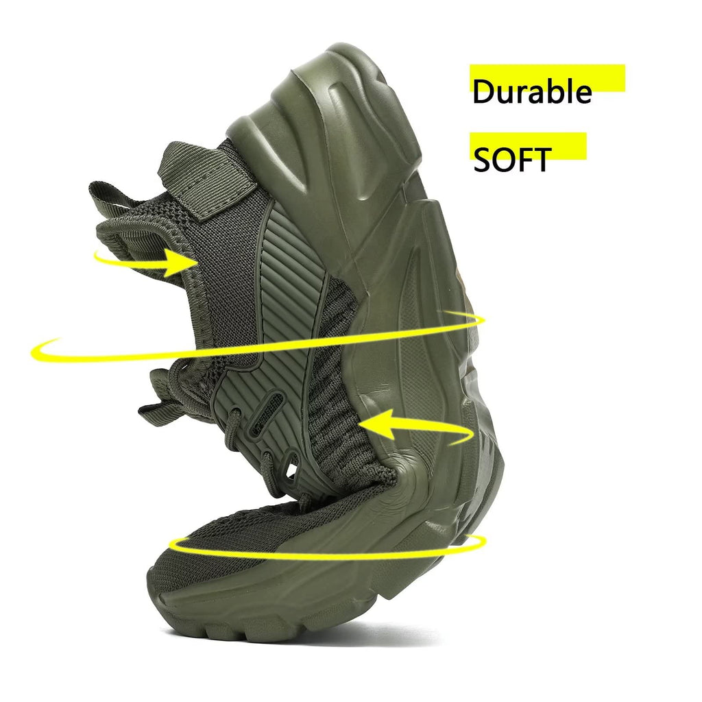 Srenket Men's Running Shoes Non Slip Shoes Breathable Lightweight Fashion Sneakers Slip Resistant Athletic Sports Walking Gym Work Shoes ArmyGreen
