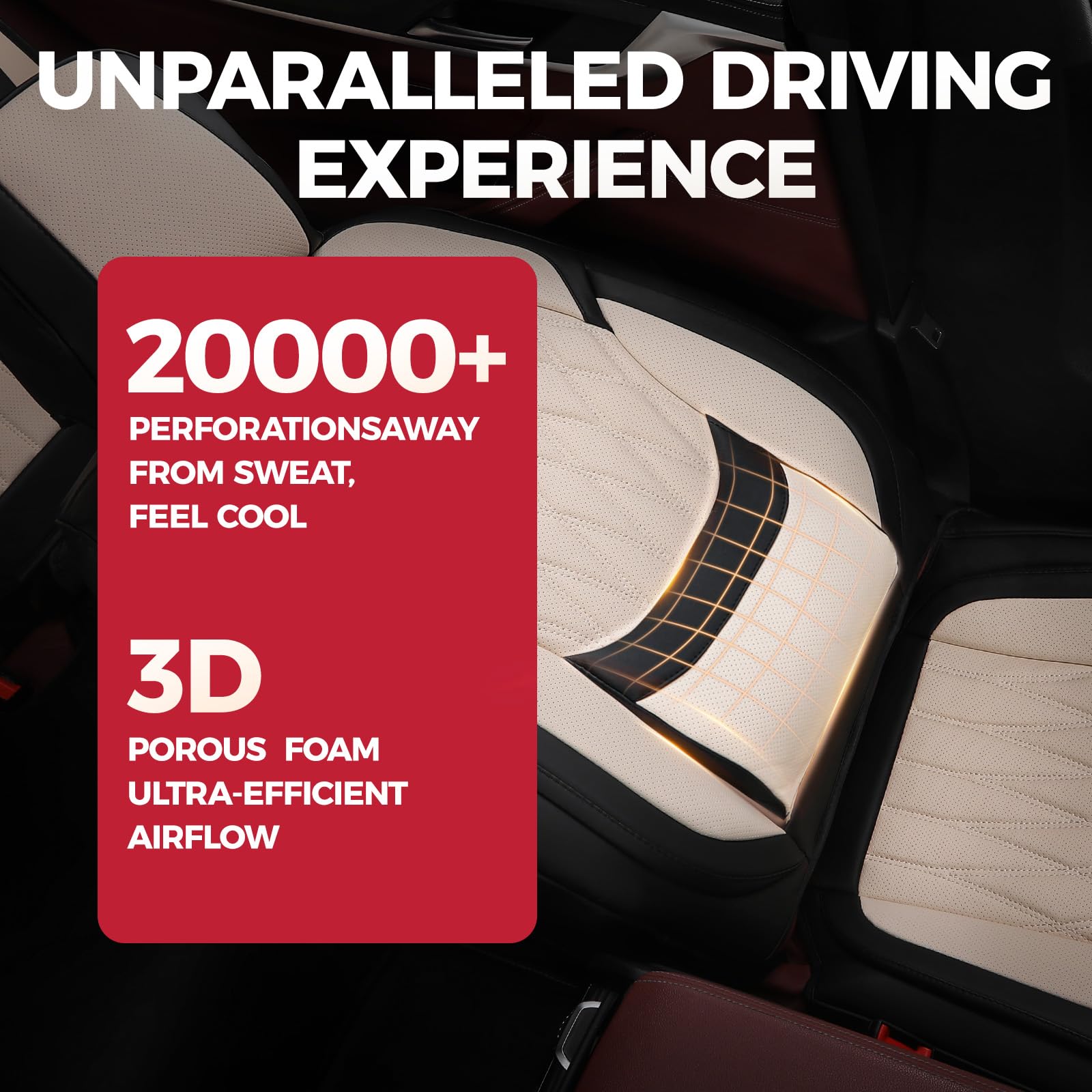 FREESOO Black Beige Car Seat Covers Full Set - Faux Nappa Leather Seat Covers for Cars, Luxury Breathable Waterproof Front Seats with Lumbar Support and Back Seat Cover, Fit for Sedans SUVs Pick-ups