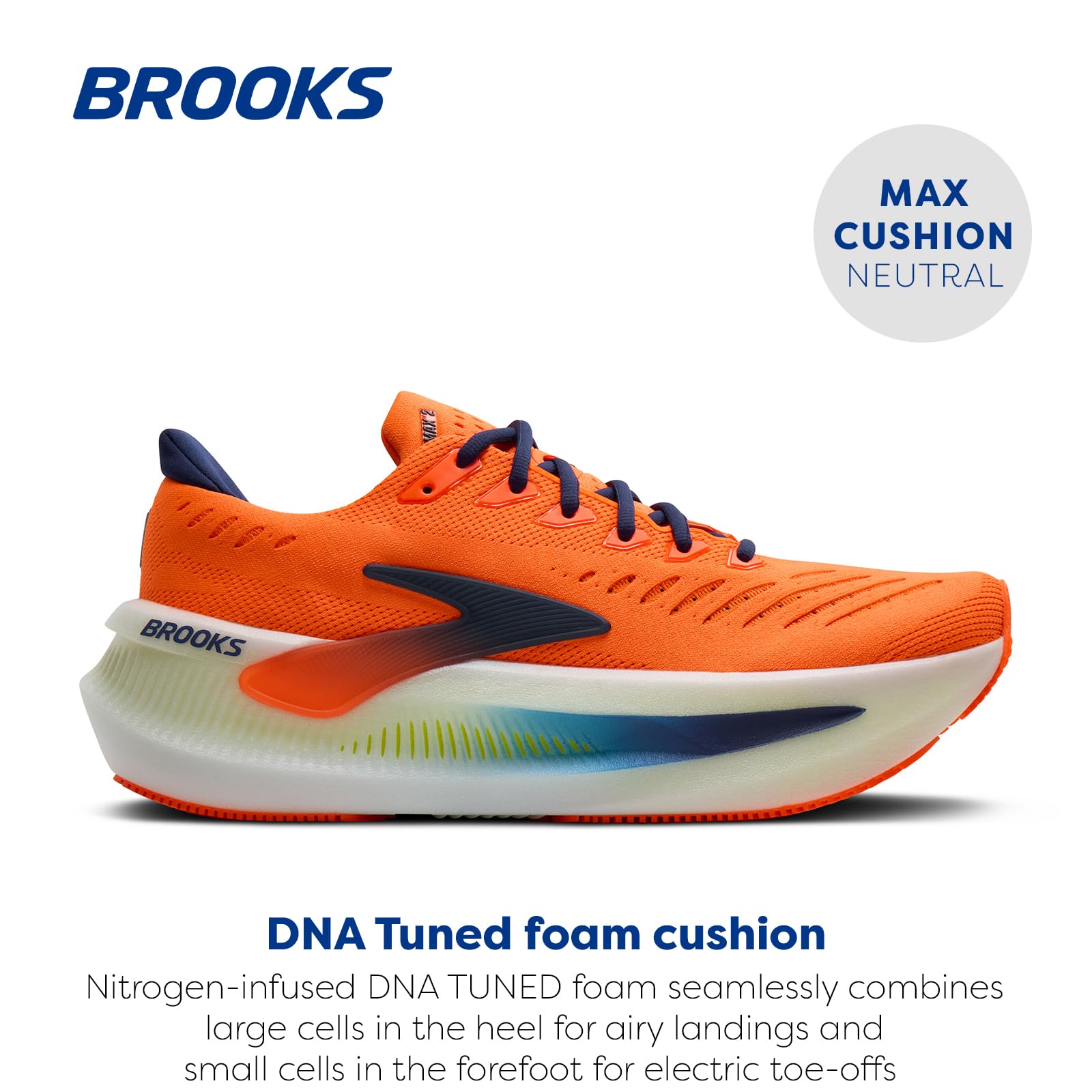Brooks Men’s Glycerin Max 2 Neutral Running & Walking Shoe - Orange/Beacon Blue/Nightlife - 12 Medium