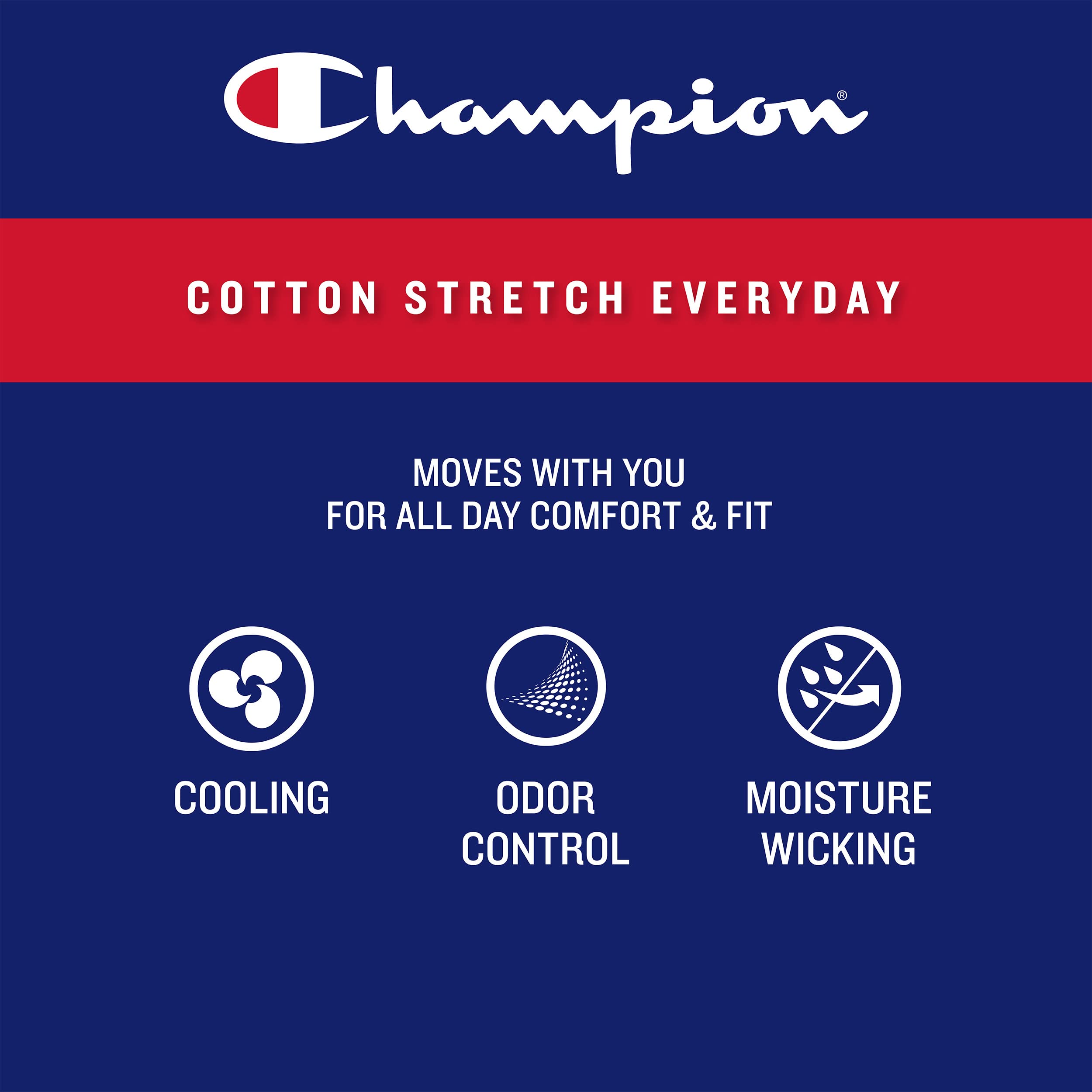 Champion Men’s Boxer Briefs, Cotton Stretch Underwear with Mesh Pouch, Moisture-Wicking, No Ride-Up Fit, Logo Waistband, Multi-Pack, Black-5 Pack, Large