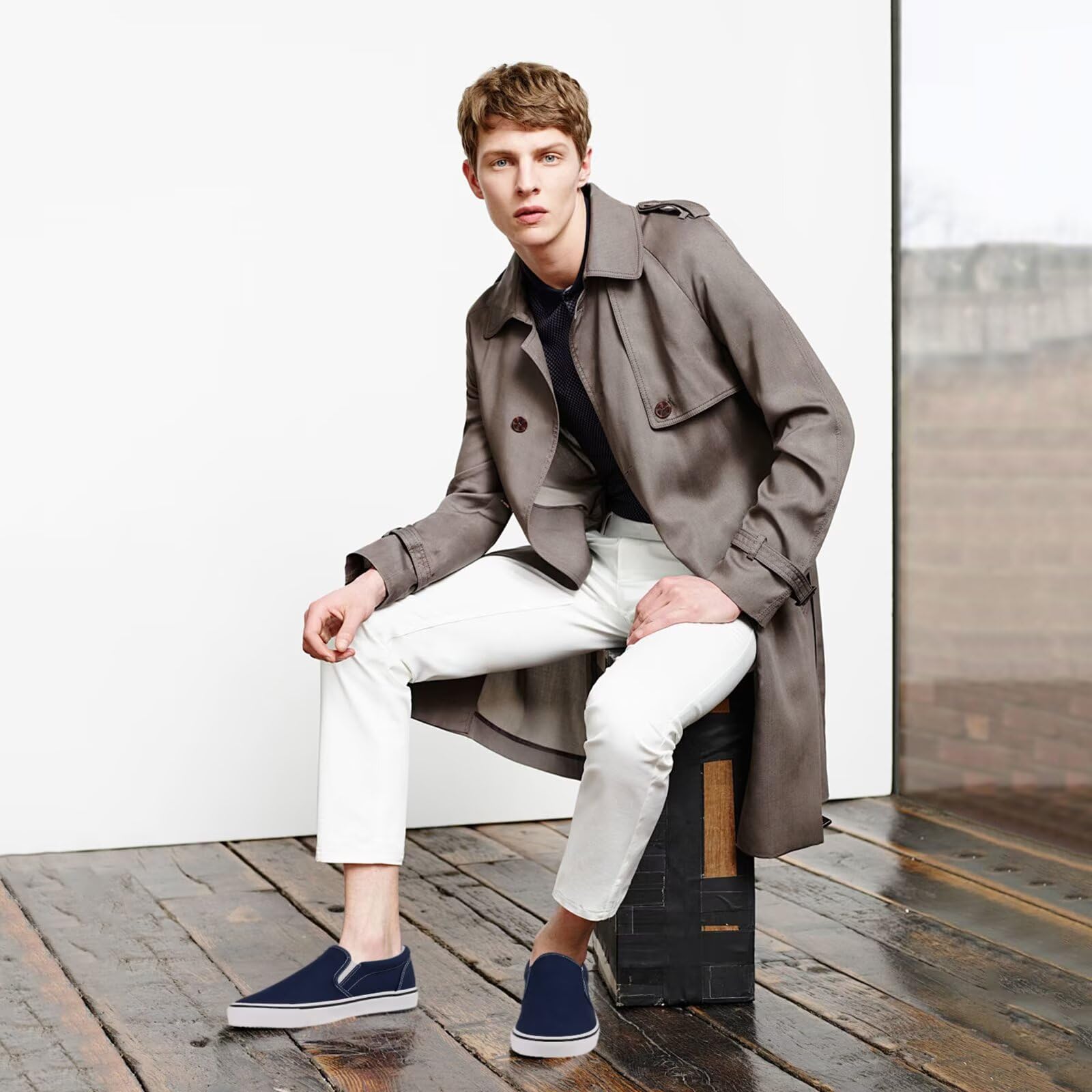 Mens Classic Slip on Canvas Shoes Casual Loafers Fashion Sneakers