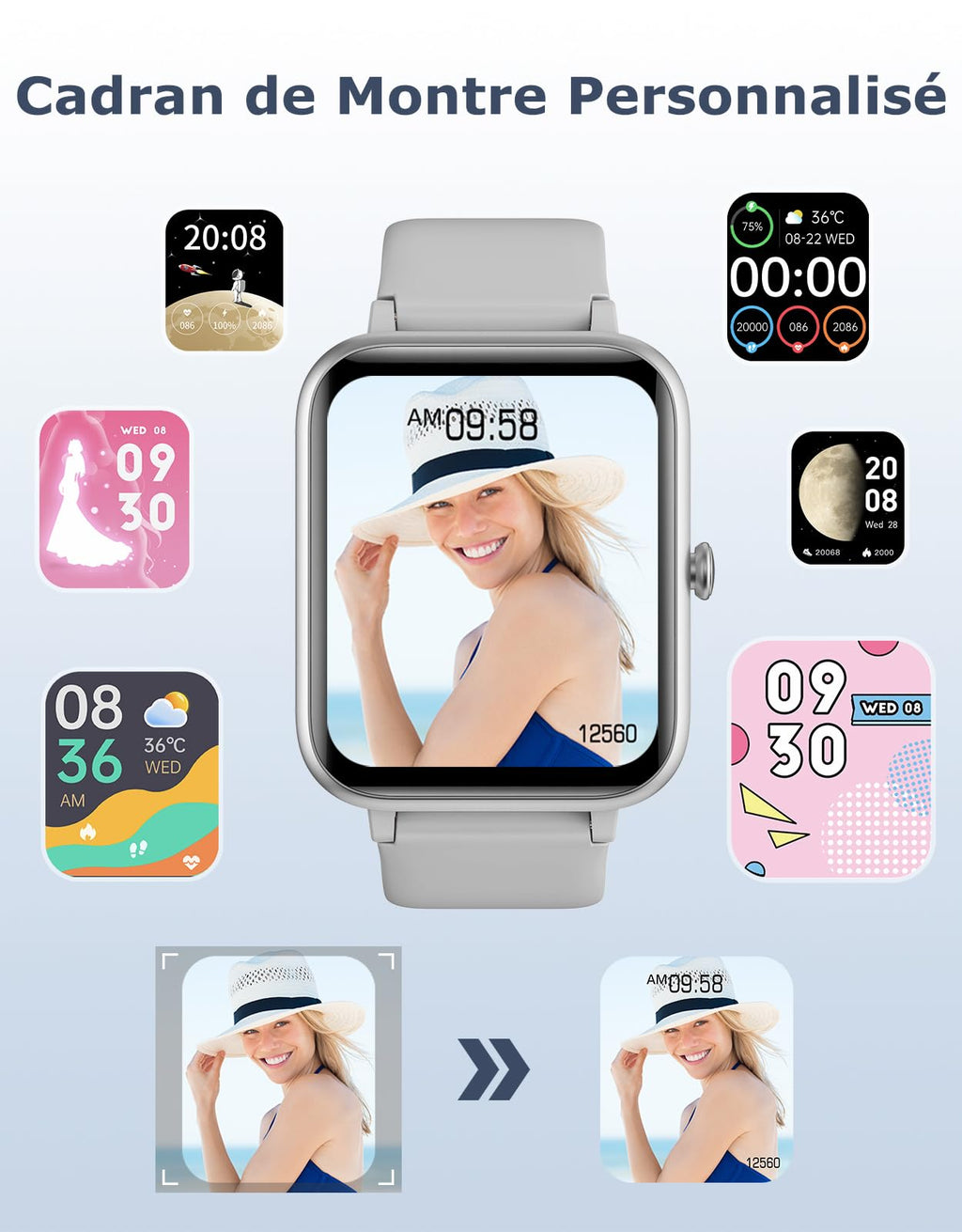GRV Smart Watch for iOS and Android Phones (Answer/Make Calls), Watches for Men Women IP68 Waterproof Smartwatch Fitness Tracker Watch with Heart Rate/Sleep Monitor Steps Calories Counter (Gray)