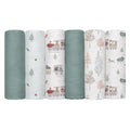 GLLQUEN BABY Receiving Blanket Boy Cotton Muslin Swaddle Blankets Girl Newborn Squares Breathable & Soft Thin Baby Blankets Cloths Double Absorbent Infant Swaddling Wrap - 6 Pack (Pine Tree & Train)