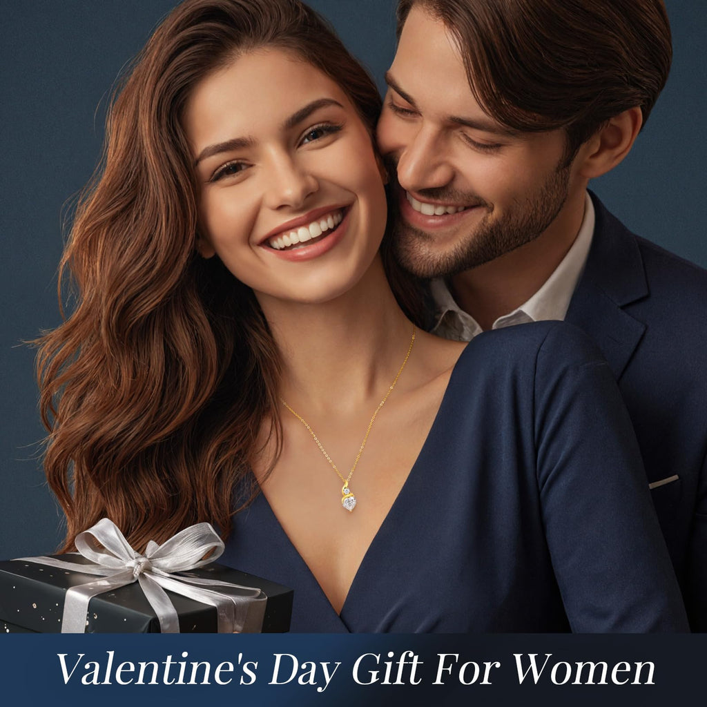 ANDSO Moissanite Necklaces for Women, 925 Sterling Silver Birthday Ideal Jewelry Gifts for Wife Girfriend Her (18K Gold-2 Carat)