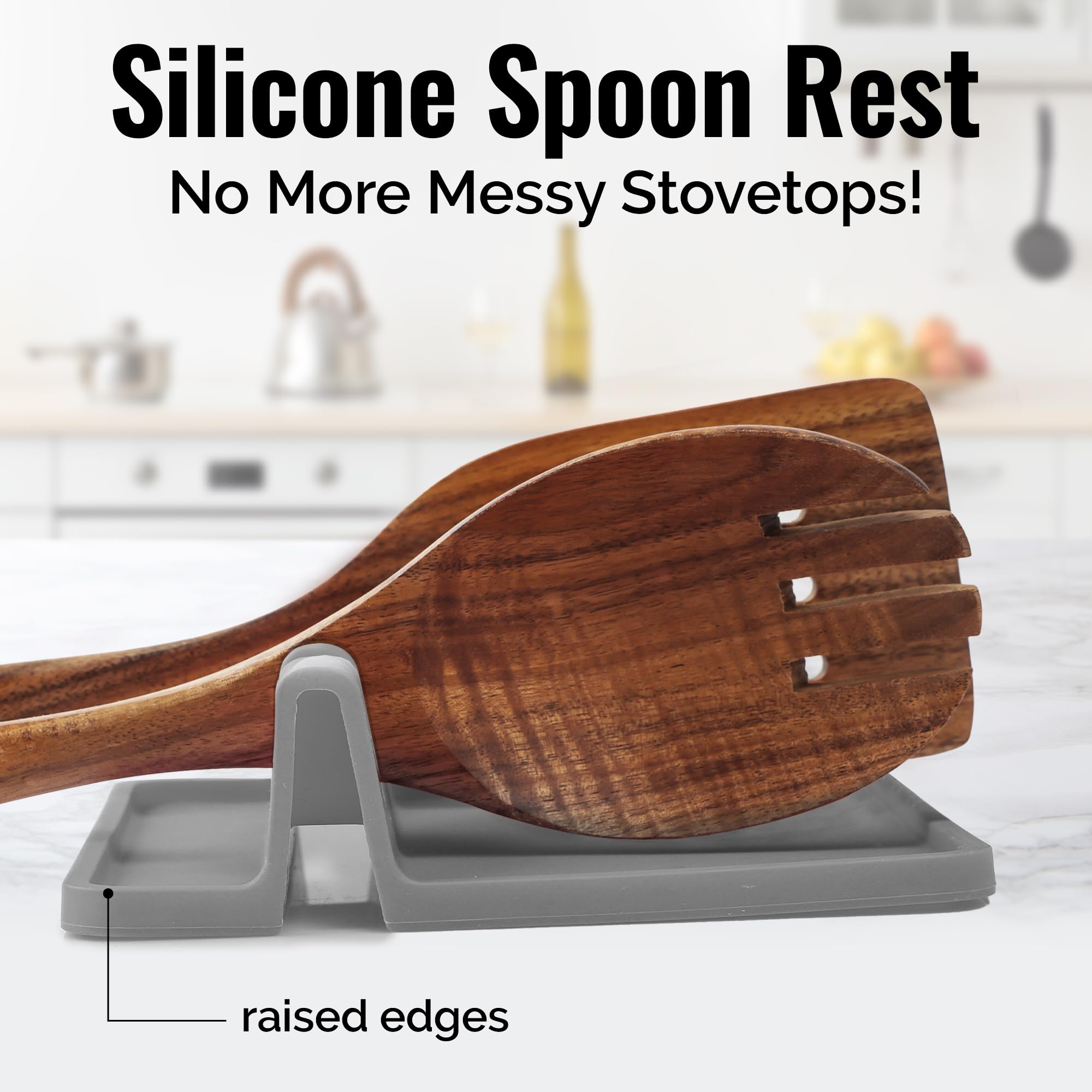 Zulay Kitchen Spoon Rest for Multiple Utensils High Heat-Resistant Silicone Drip Pad, BPA-Free Spoon Holder for Stove Top, Kitchen Gadget Holder for Ladles, Tongs, Cooking Spatula - Makes Great Gift