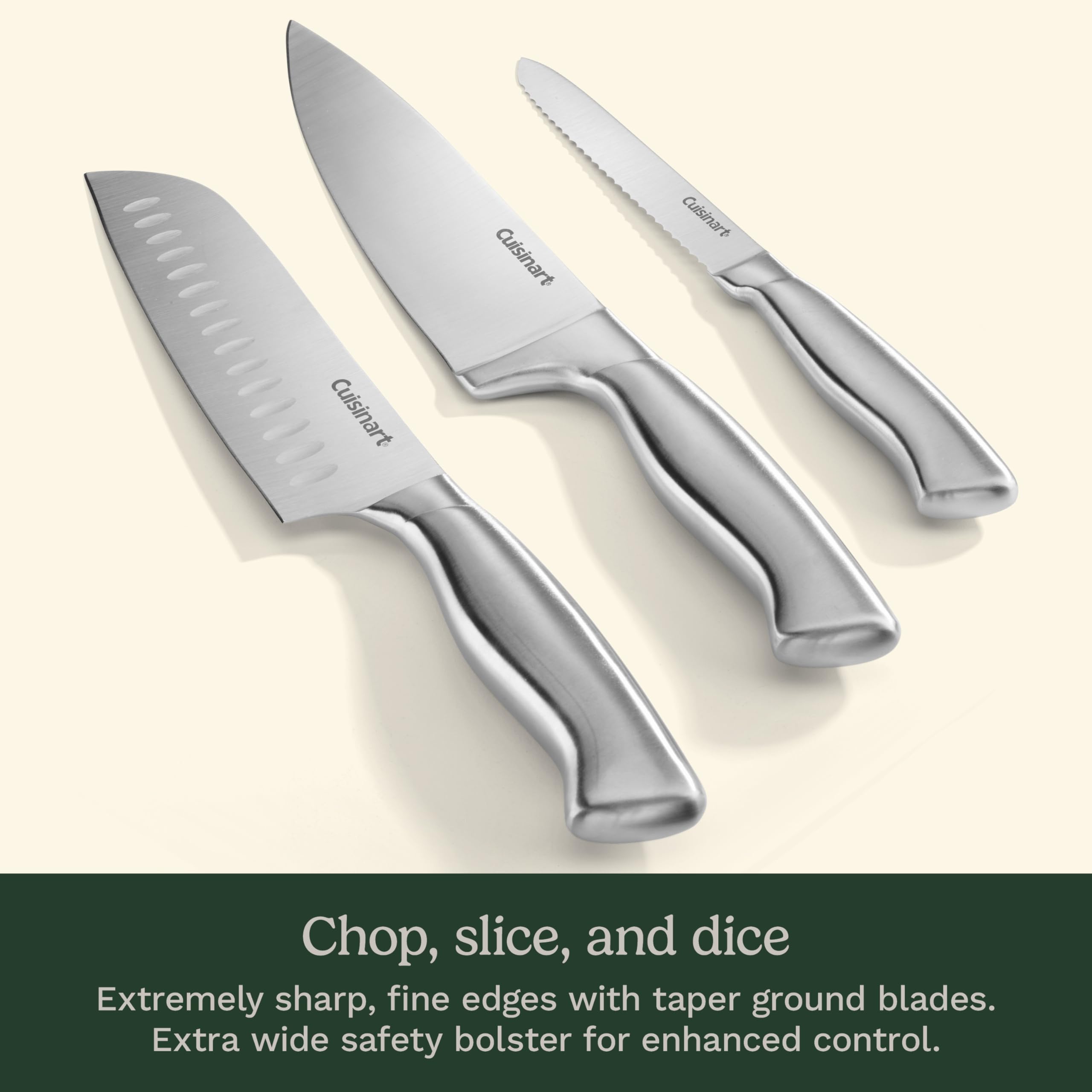 Cuisinart Stainless Steel Hollow Handle 15-Piece Cutlery Block Set, Kitchen Knife Set with Steel Blades for Precise Cutting, Durable Knives with Ergonomic Handles, C77SS-15PK