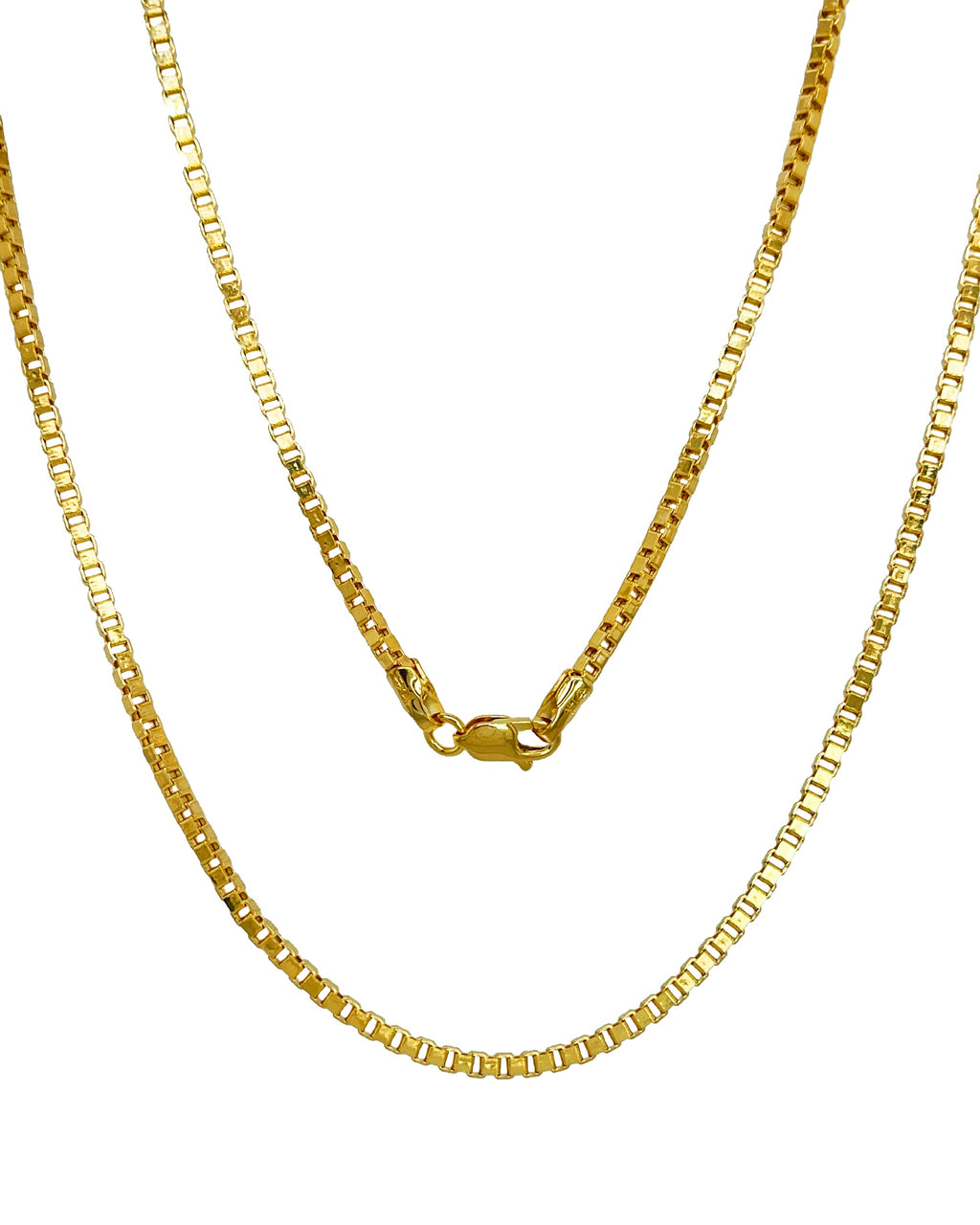 JEWELHEART 14K Real Gold Box Chain - 1mm Diamond Cut Yellow Gold Link Chain Necklace For Men - Dainty Gold Pendant Necklace For Women with Lobster Clasp 24"