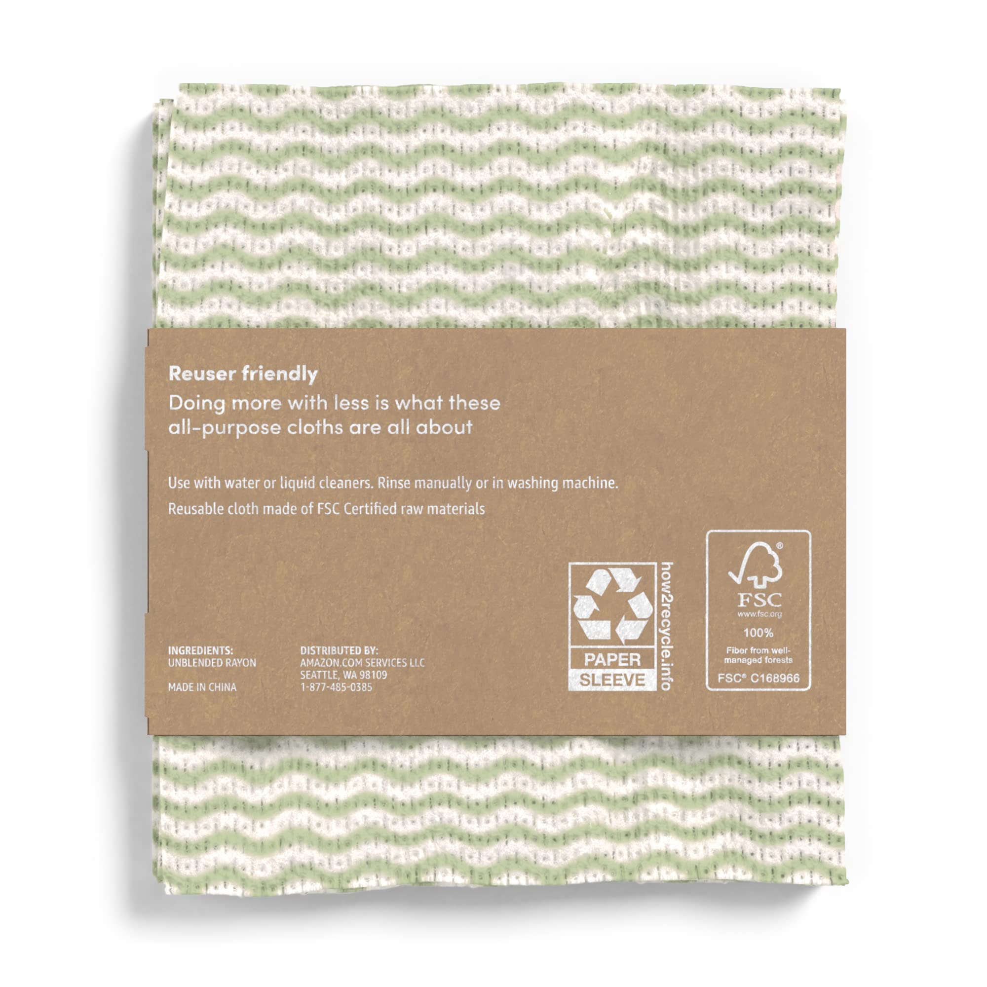 Amazon Aware All Purpose Cleaning Cloth, 8 Count, Pack of 1 Green, 13 x 15 Inch