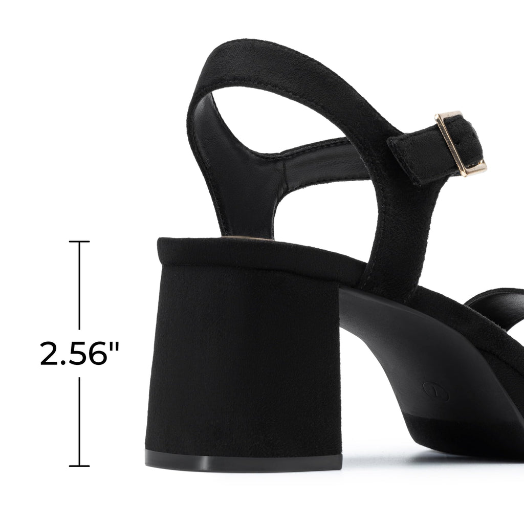 DREAM PAIRS Women's Platform Heels Block Chunky Open Toe Ankle Strap Heel Fashion Wedding Party Dress Sandals Shoes,Size 7,Black-Suede,DWUMHS2507