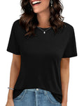 GAYHAY Black T Shirts for Women - Short Sleeve Spring Summer Tops Soft Basic Tees Beach Vacation Clothes for Casual 2026