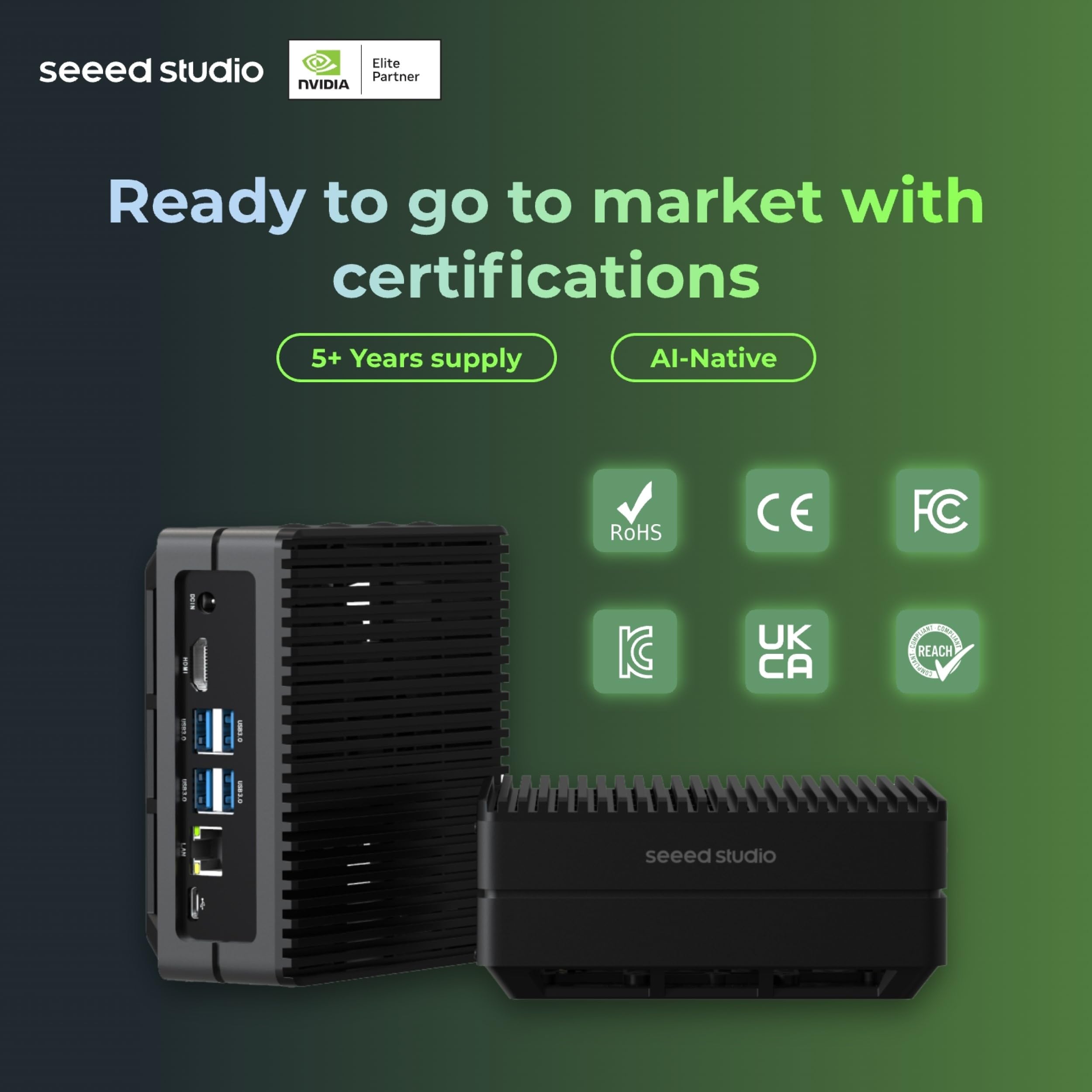 seeed studio NVIDIA Jetson Orin NX 16GB Edge AI Device - reComputer J4012, 4xUSB 3.2, M.2 Key E & Key M Slot, Pre-Installed Jetpack System with NVIDIA Jetpack on 128GB NVMe SSD