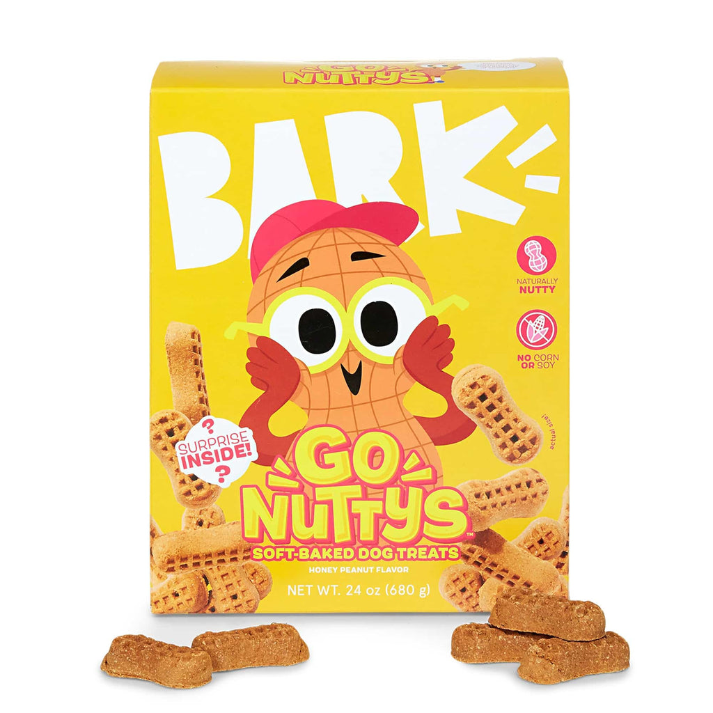 Barkbox Go Nutty - Soft-Baked Honey Peanut Treats with Natural Nutty Goodness, Nutritious Grains, No Corn, or Soy - 24oz Box
